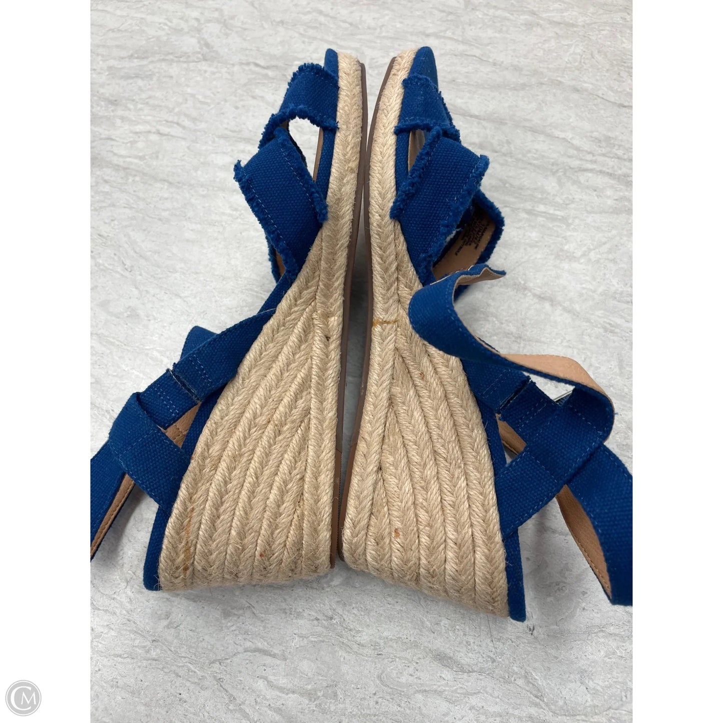 Sandals Heels Wedge By Lucky Brand In Blue & Tan, Size: 10