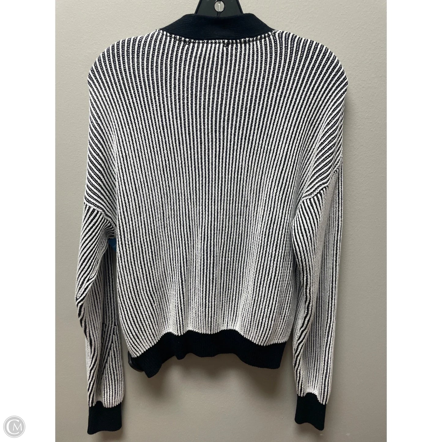Sweater Cardigan By Dkny In Black & White, Size: M