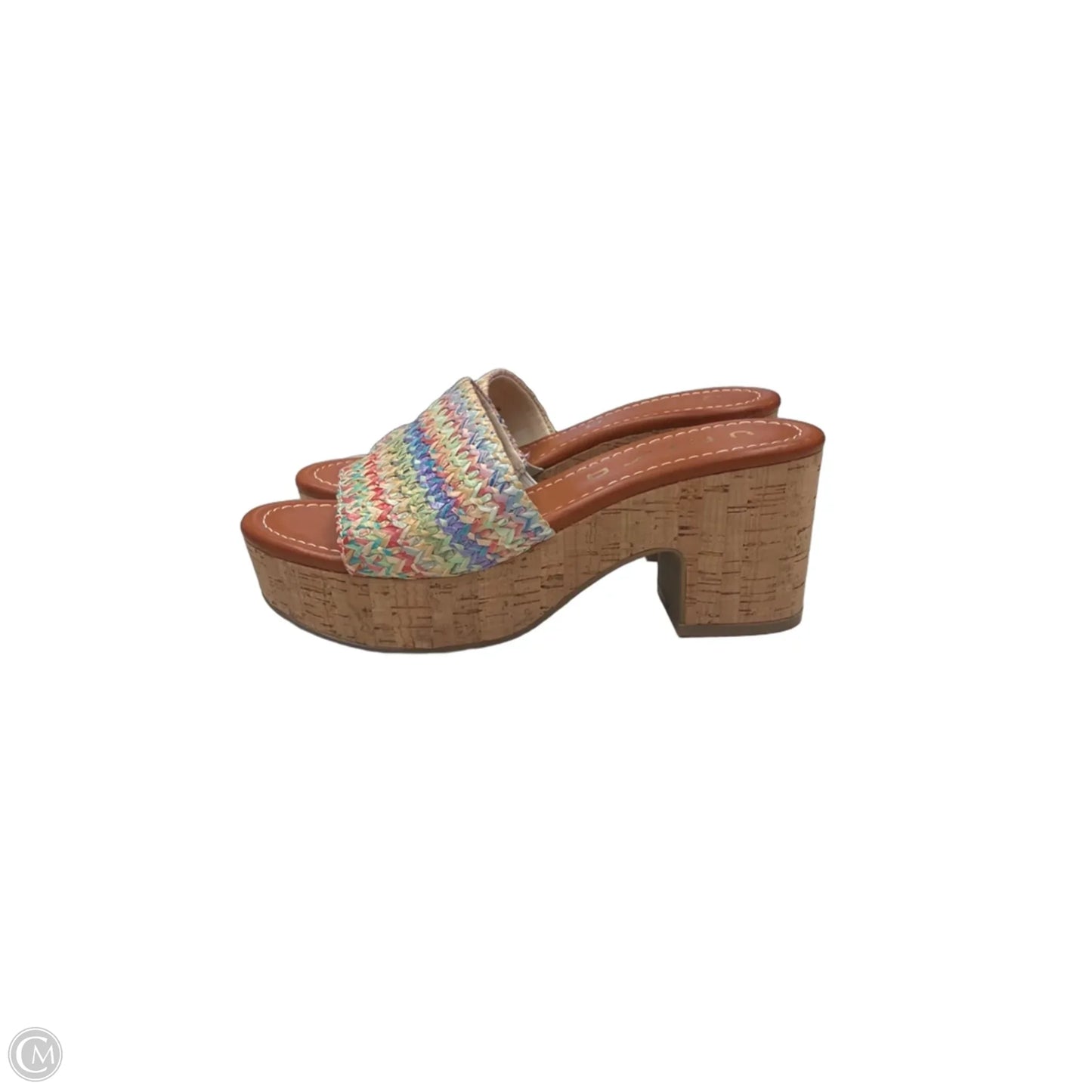 Sandals Heels Block By Unisa In Rainbow Print, Size: 6