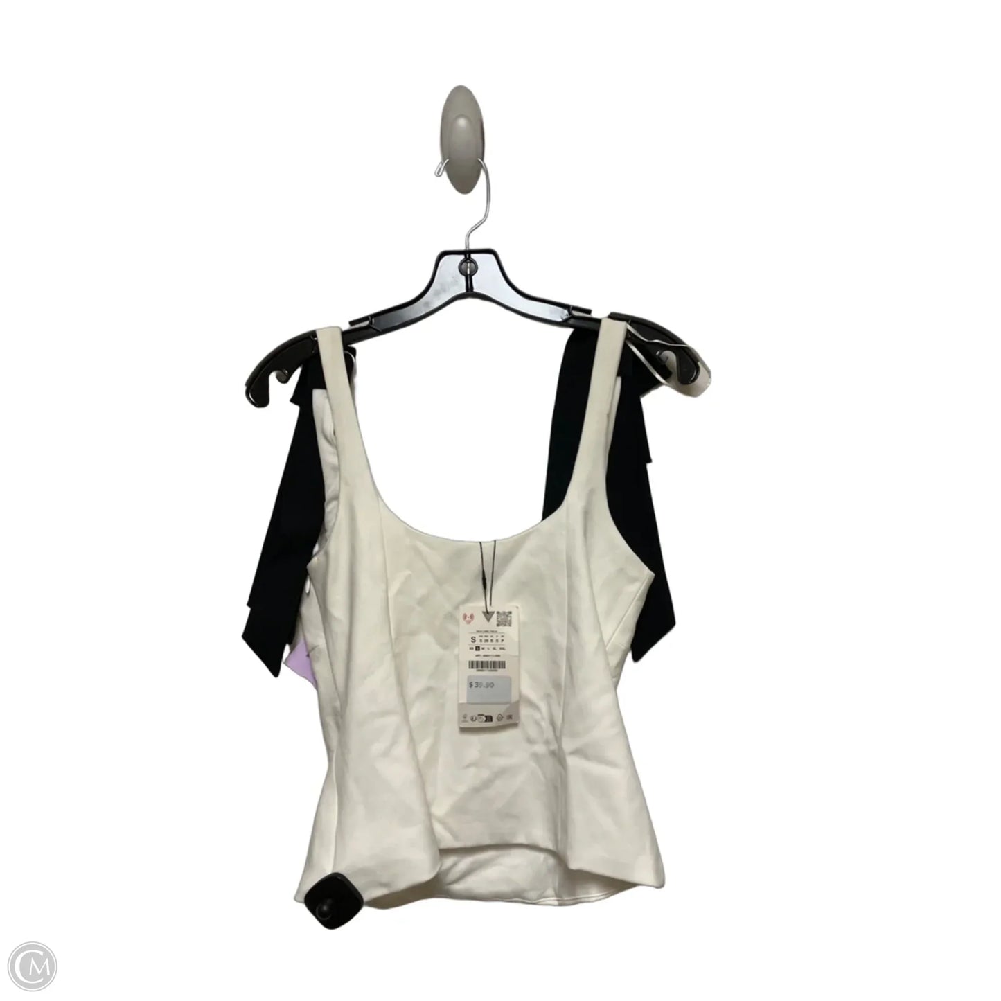 Top Sleeveless By Zara In Black & White, Size: S