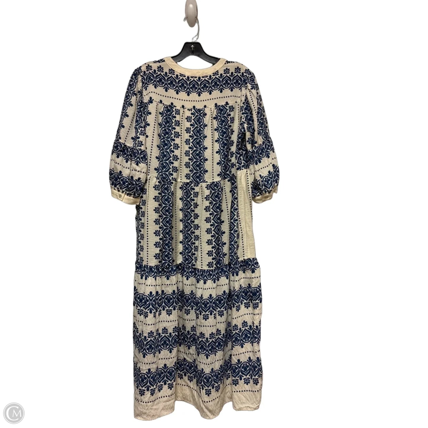 Dress Casual Midi By Figuero & Flower In Blue & Cream, Size: L
