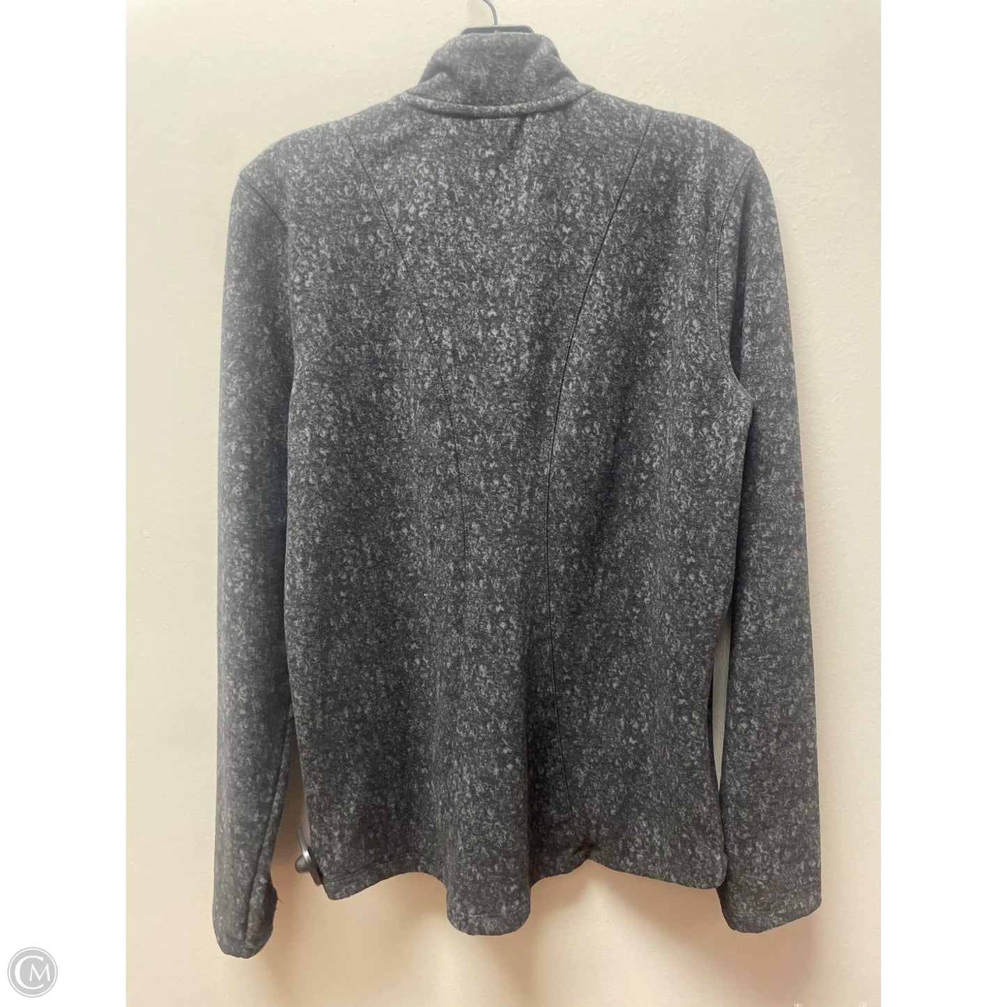 Athletic Top Long Sleeve Collar By Spyder In Black & Grey, Size: M