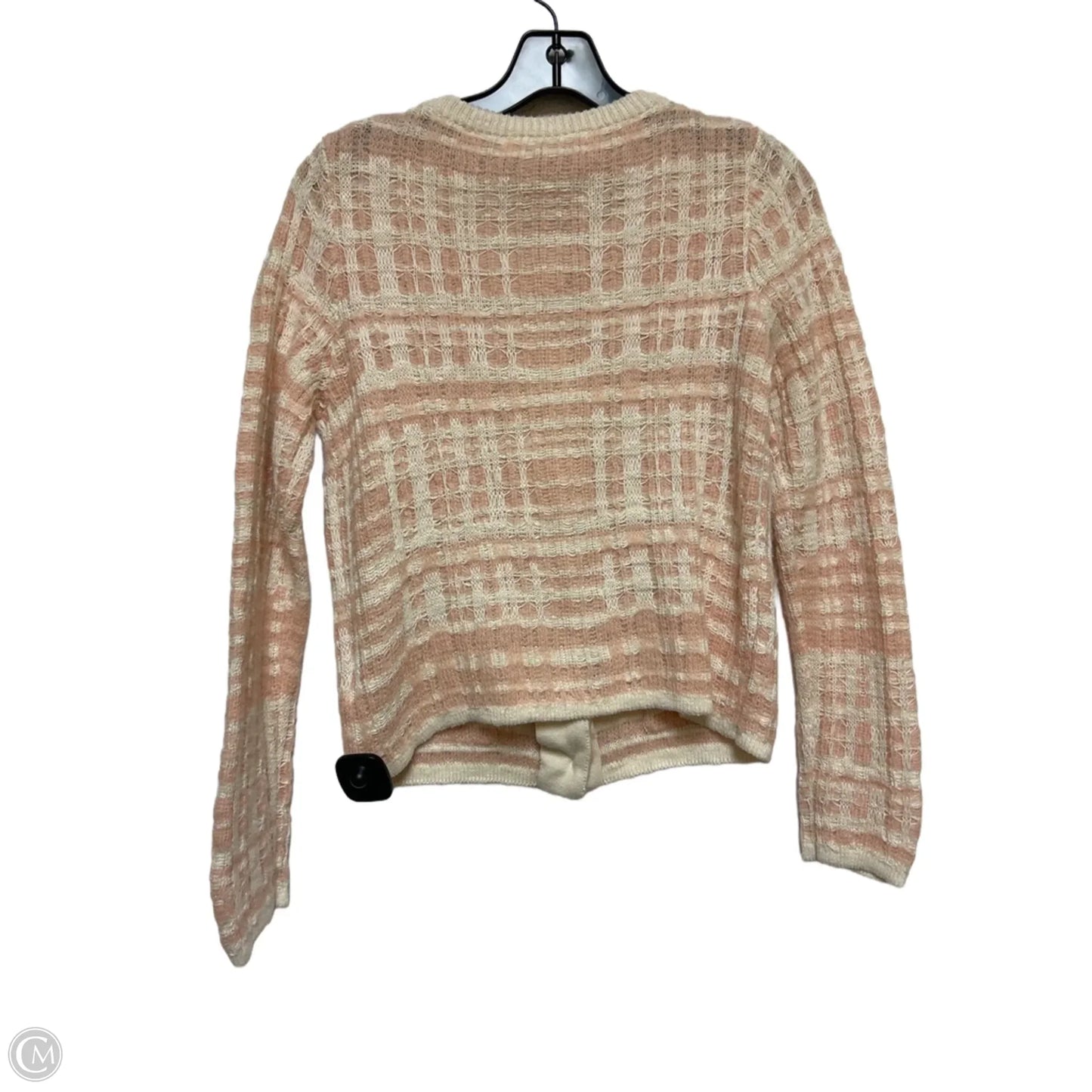 Sweater Cardigan By Knitted And Knotted In Pink & White, Size: Xs