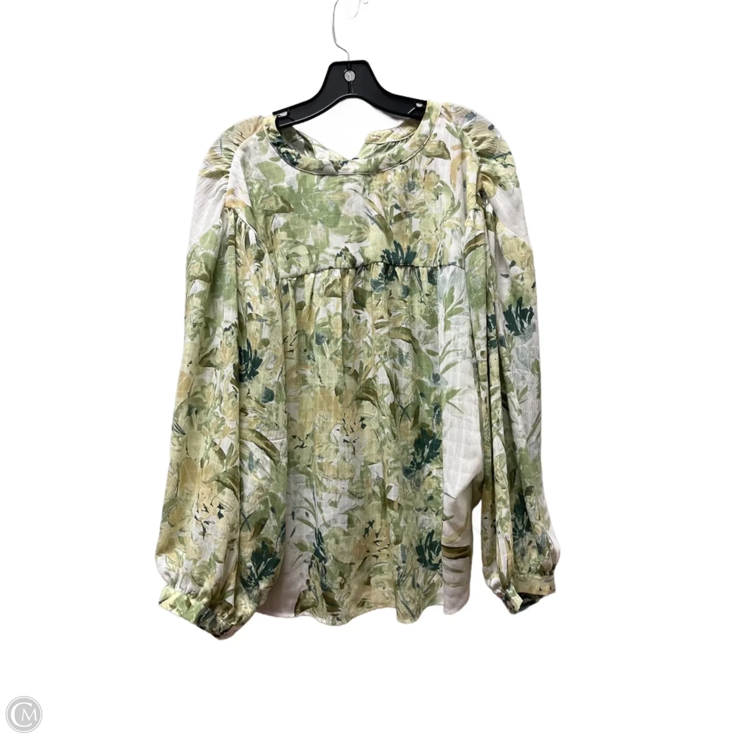 Top Long Sleeve By Rose And Olive In Green & White, Size: S