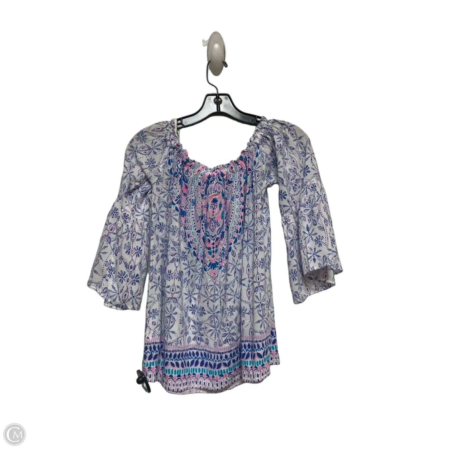 Top Short Sleeve Designer By Lilly Pulitzer In Blue & Pink, Size: Xxs