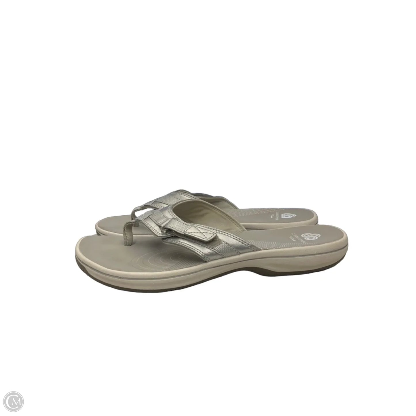 Sandals Flats By Clarks In Silver, Size: 8