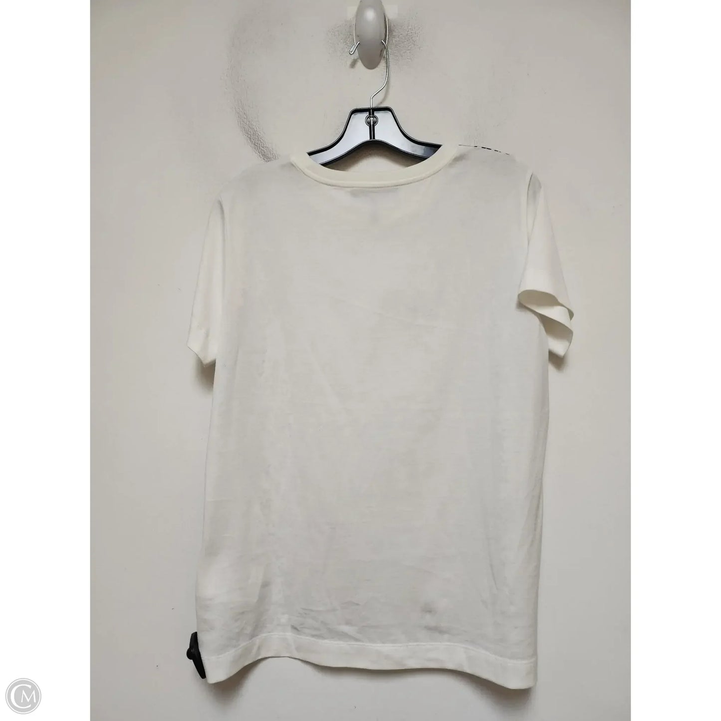 Top Short Sleeve Designer By Escada In Blue & White, Size: S