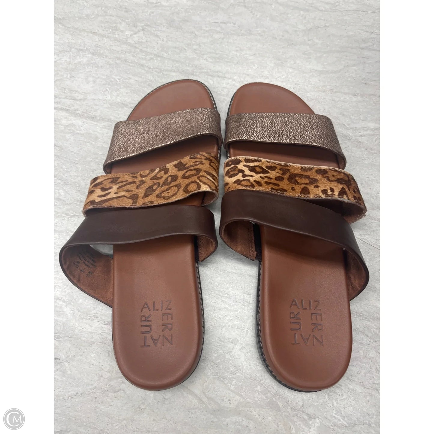 Sandals Flats By Naturalizer In Brown & Gold, Size: 9