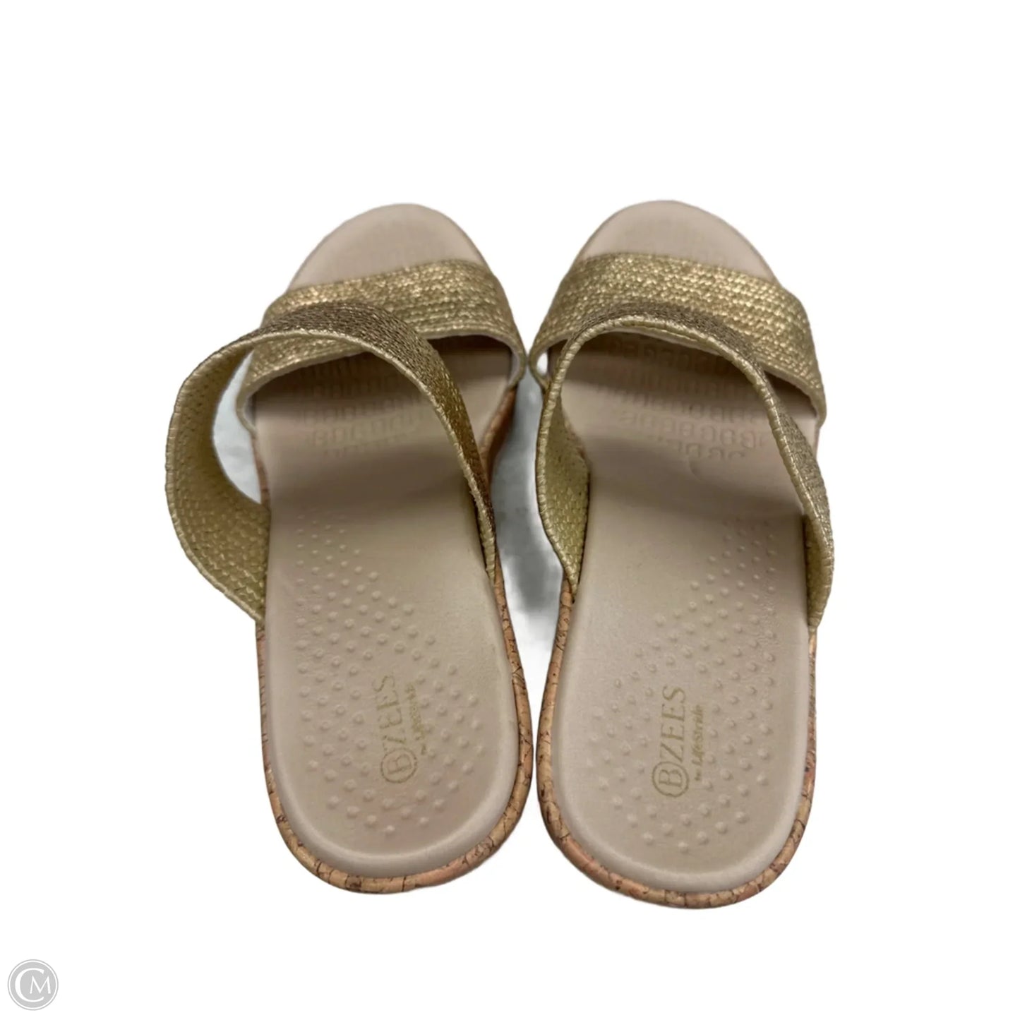 Sandals Heels Wedge By Bzees In Gold, Size: 9