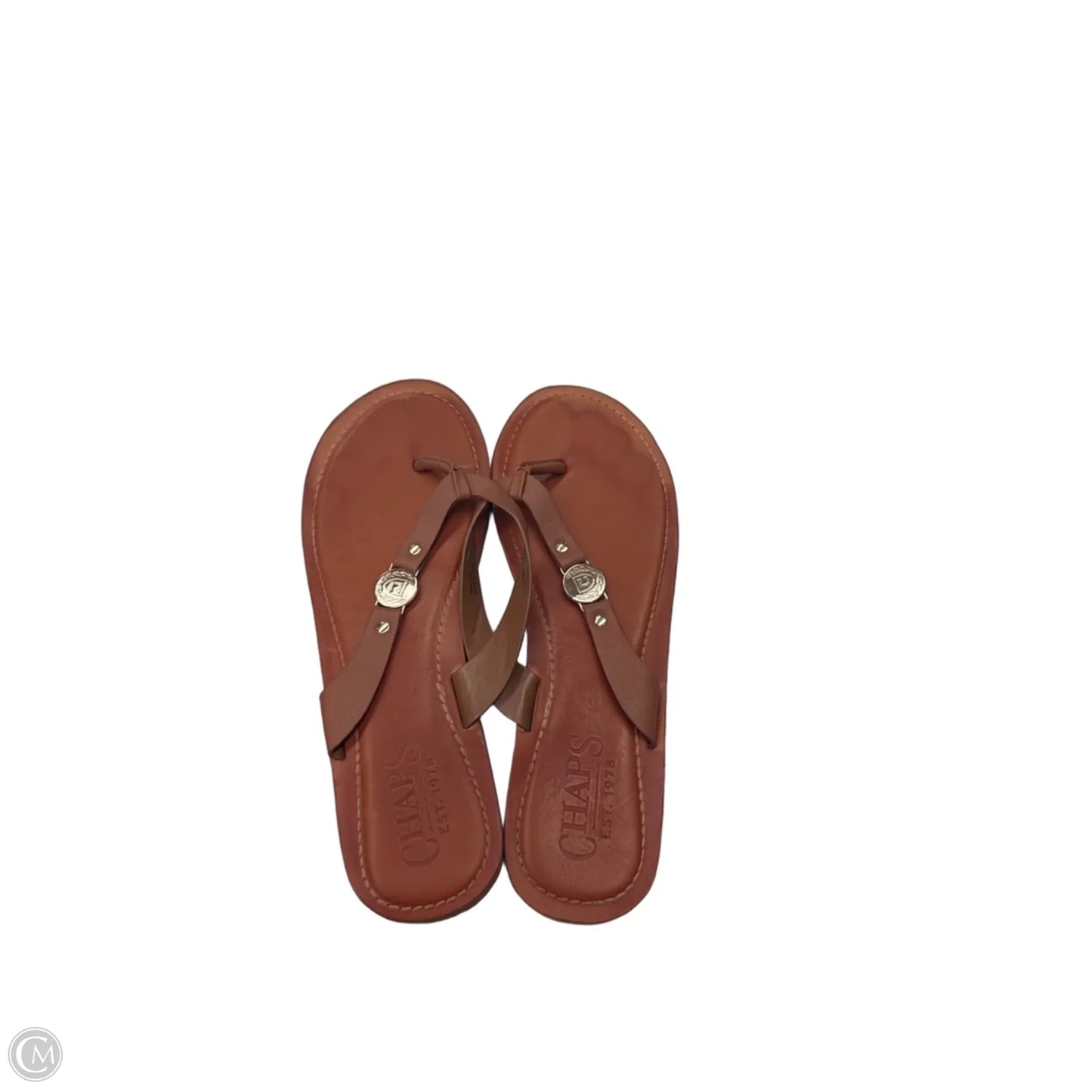 Sandals Flats By Chaps In Brown, Size: 10
