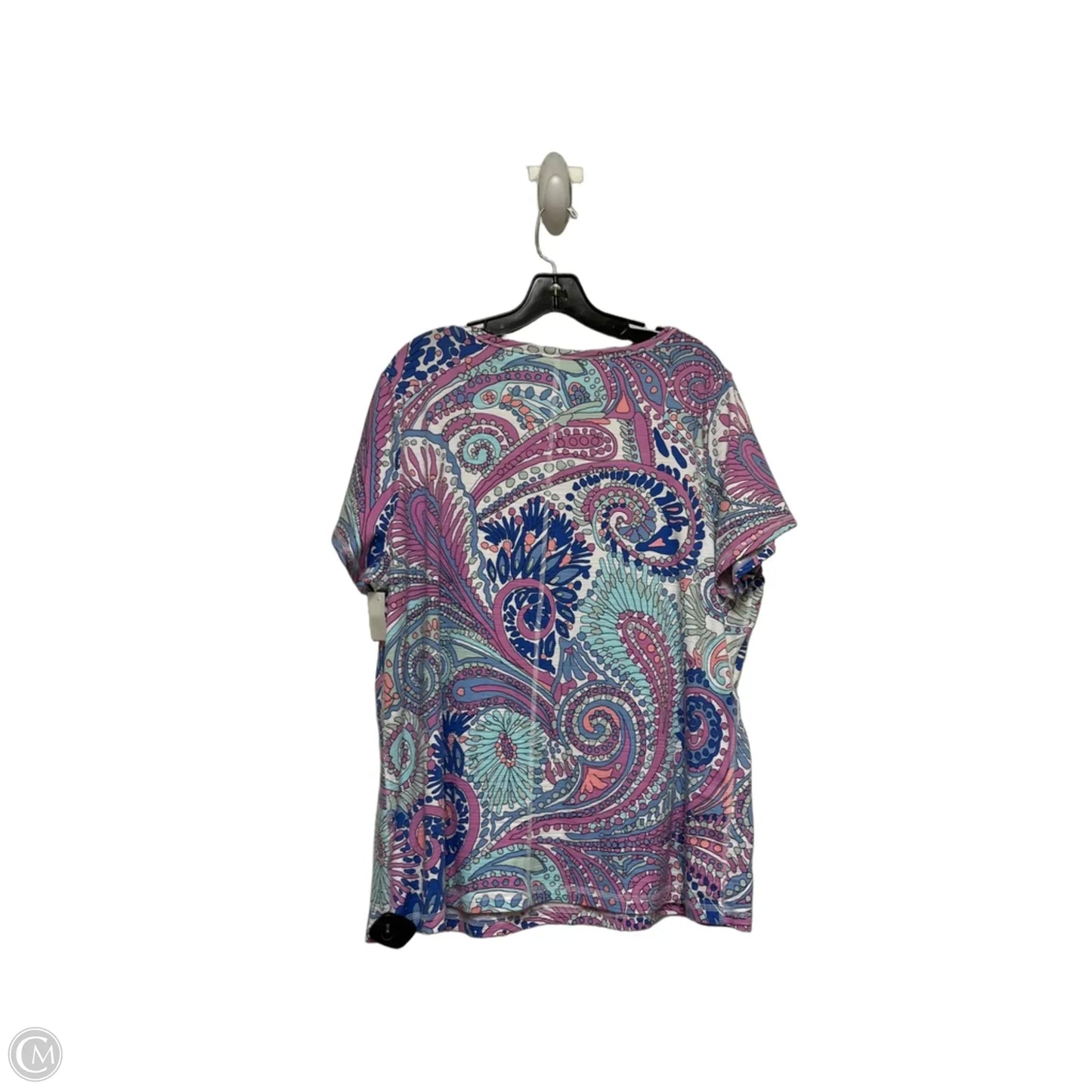 Top Short Sleeve Basic By Talbots In Blue & Pink, Size: Xl