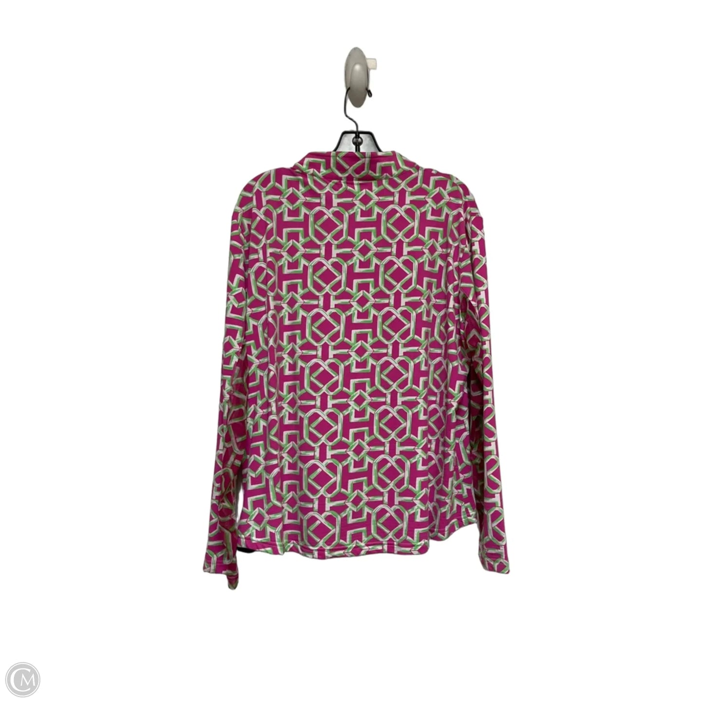 Athletic Top Long Sleeve Crewneck By Clothes Mentor In Green & Pink, Size: 2x