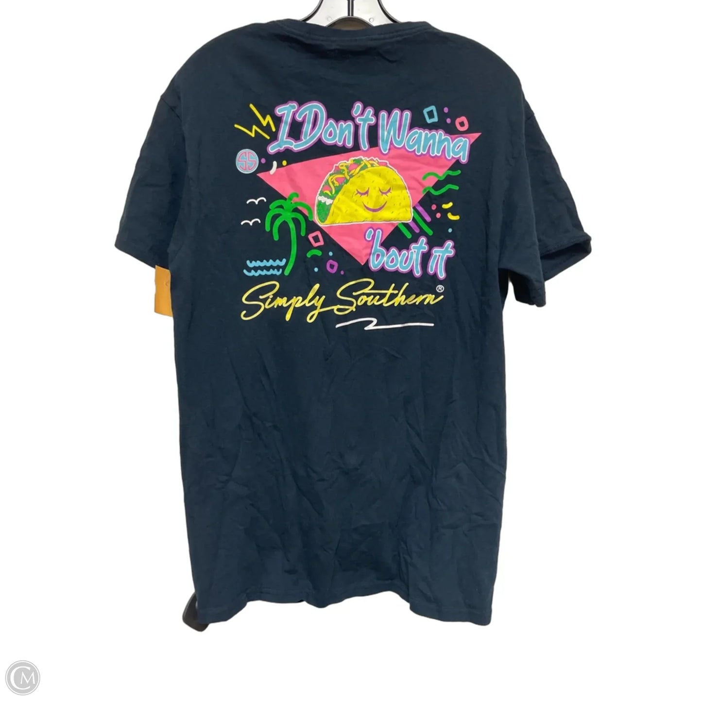 Top Short Sleeve By Simply Southern In Navy, Size: M