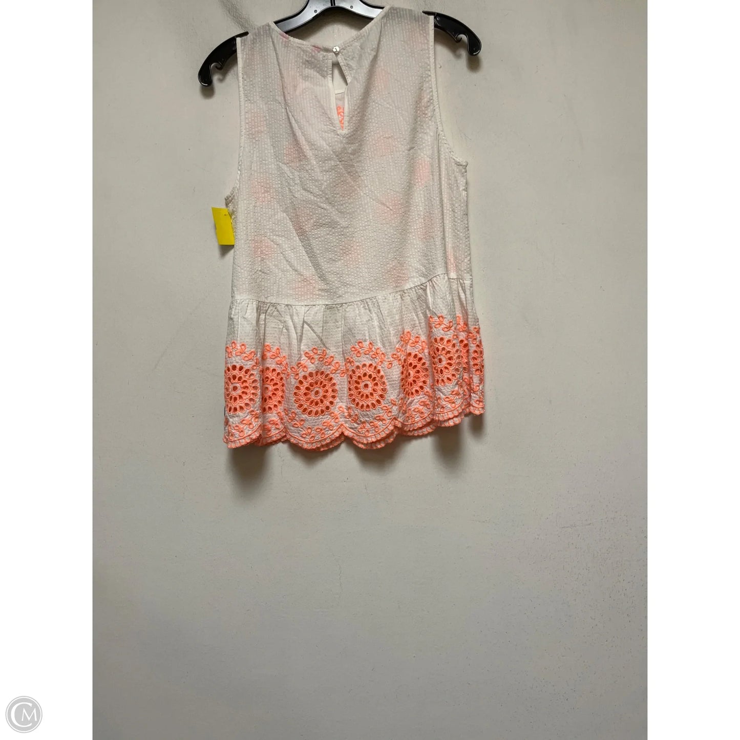 Top Sleeveless Designer By Lilly Pulitzer In Orange & White, Size: S