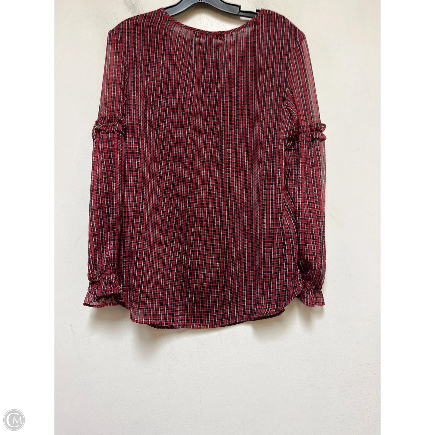 Top Long Sleeve By Tommy Hilfiger In Black & Red, Size: M