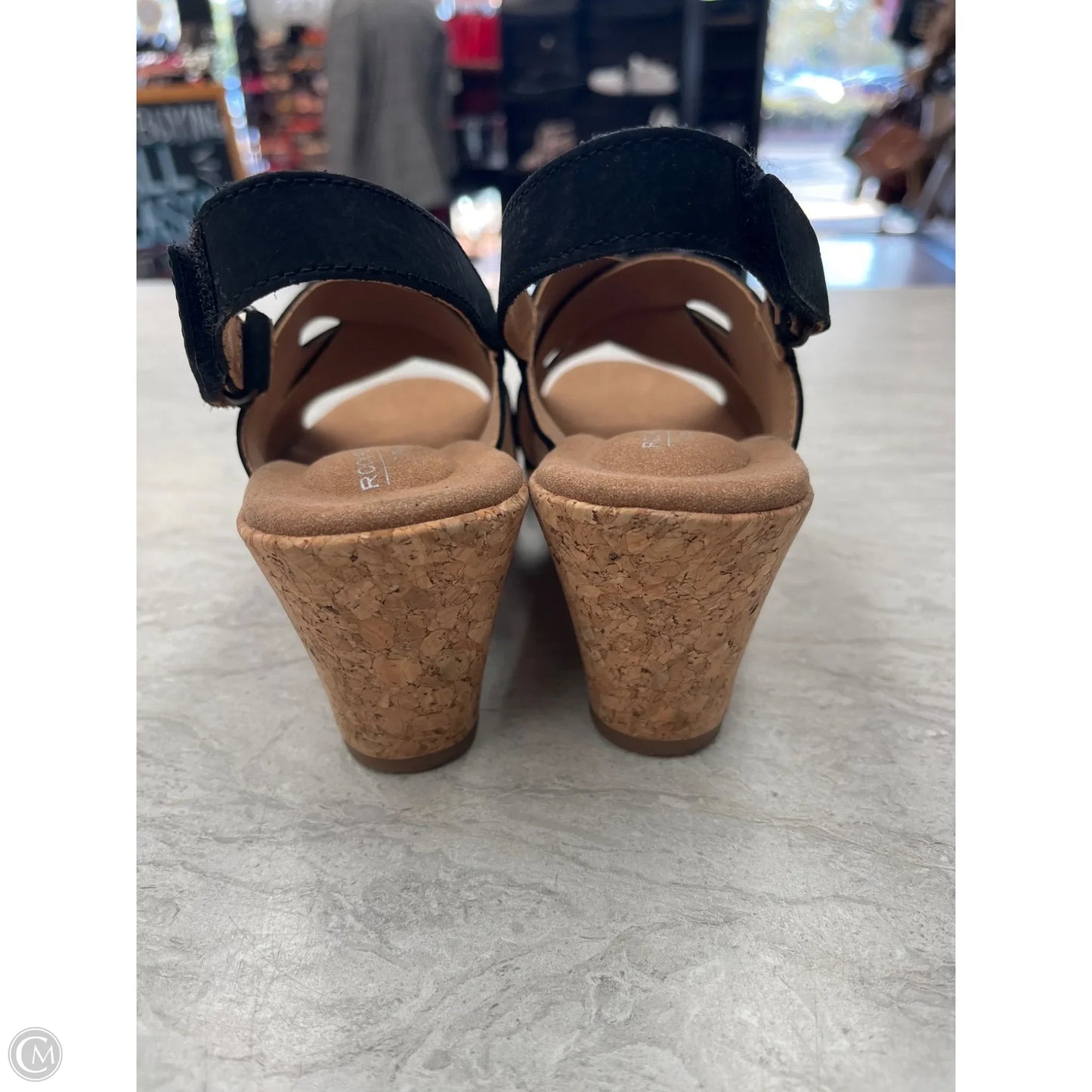 Sandals Heels Wedge By Rockport In Black, Size: 6.5