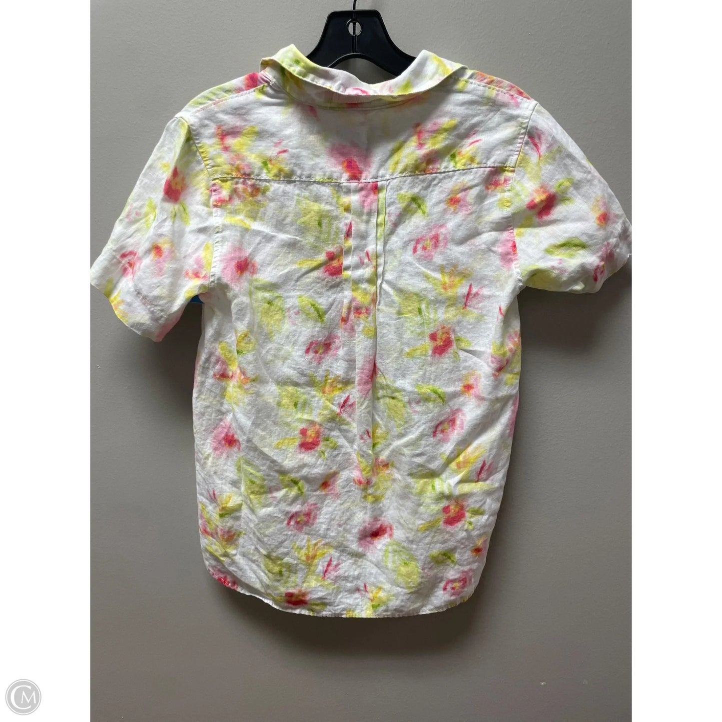 Top Short Sleeve By Tommy Bahama In White & Yellow, Size: Xxs