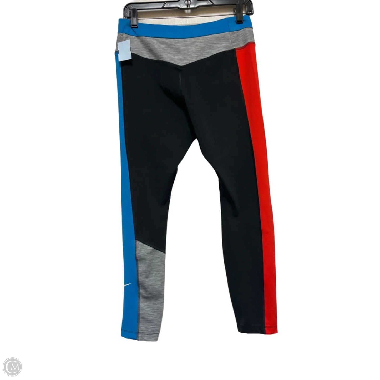 Athletic Leggings By Nike In Black & Blue, Size: L