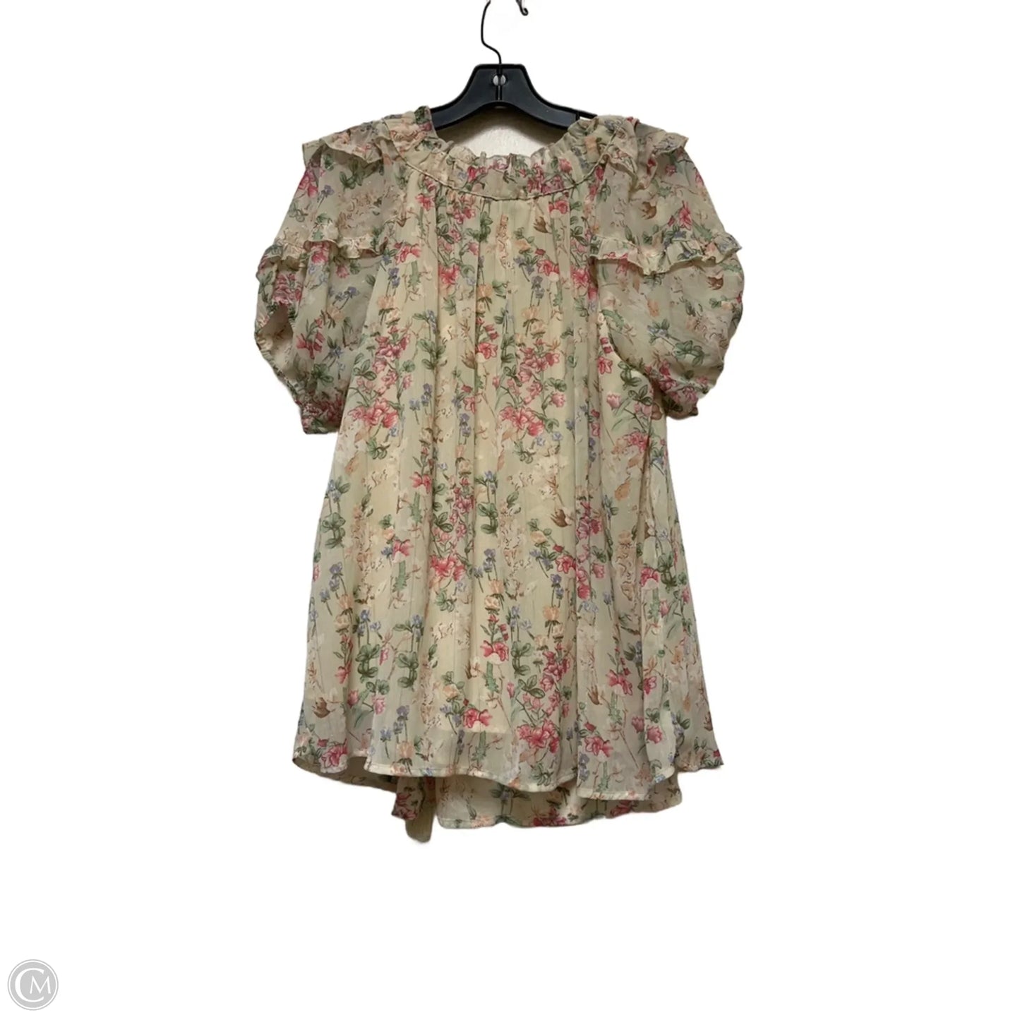Top Short Sleeve By Davi & Dani In Floral Print, Size: L