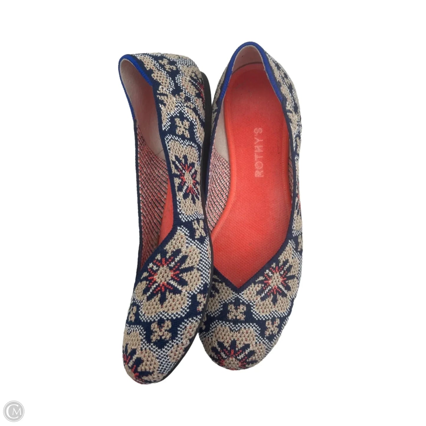 Shoes Flats By Rothys In Blue & Cream, Size: 10