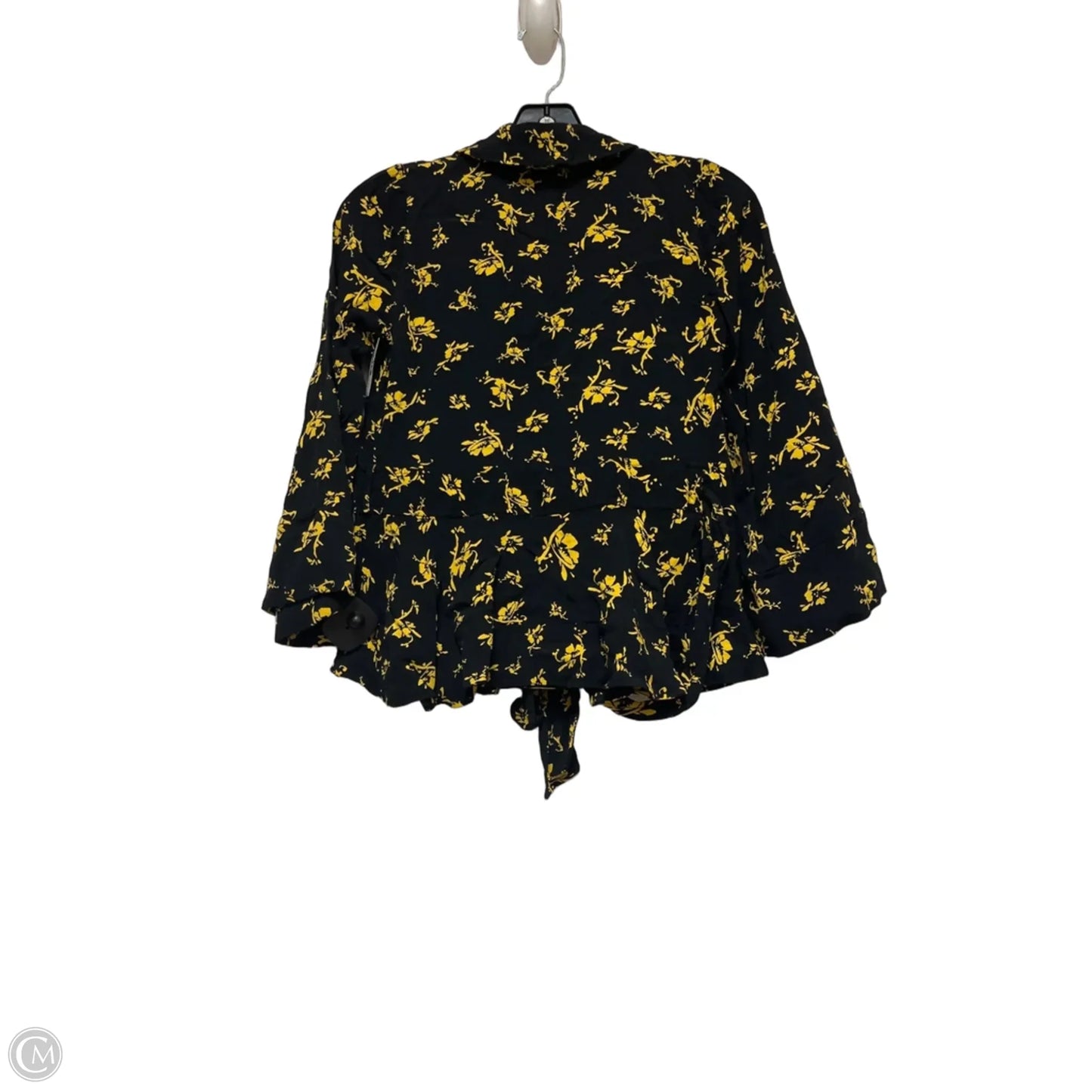 Top Long Sleeve By Ganni In Black & Yellow, Size: S