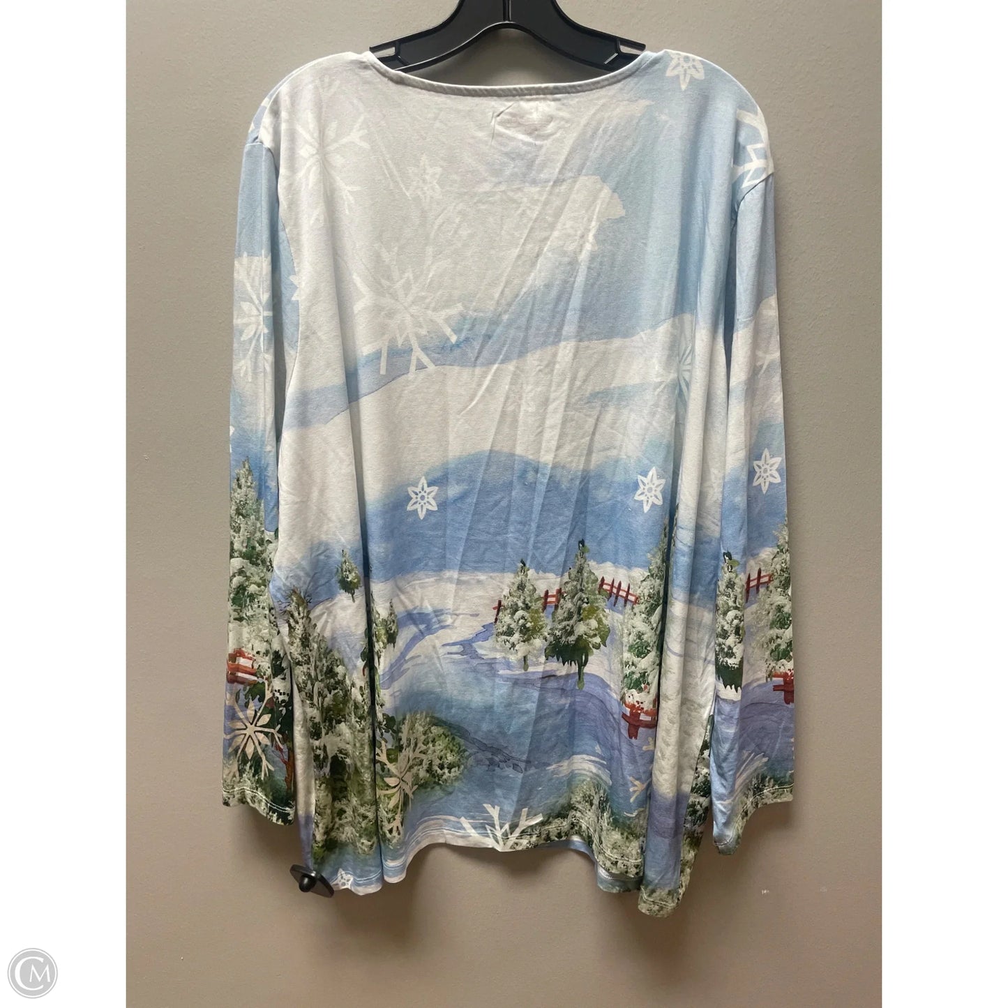 Top Long Sleeve Basic By Coldwater Creek In Blue & White, Size: 3x