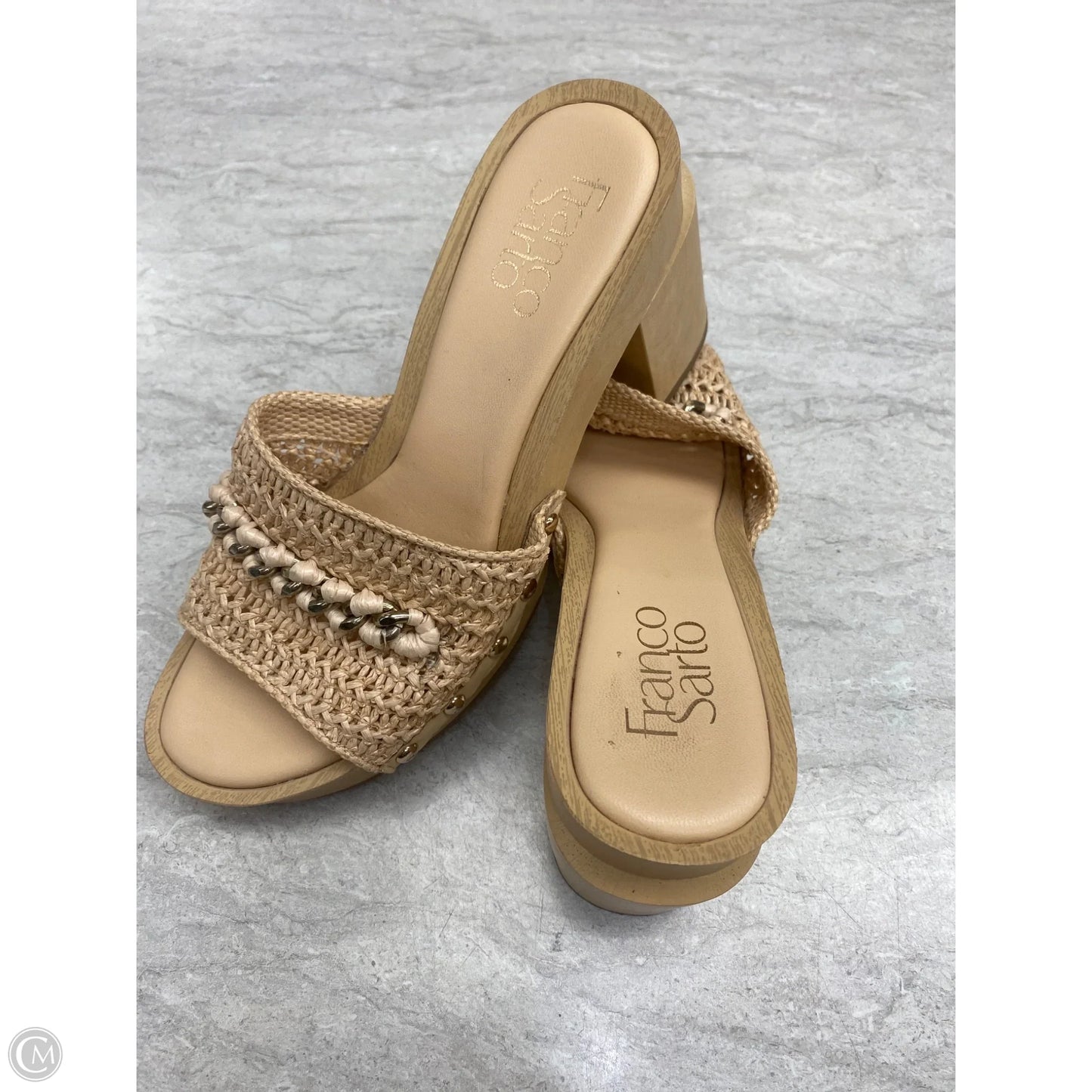 Sandals Heels Block By Franco Sarto In Tan, Size: 6