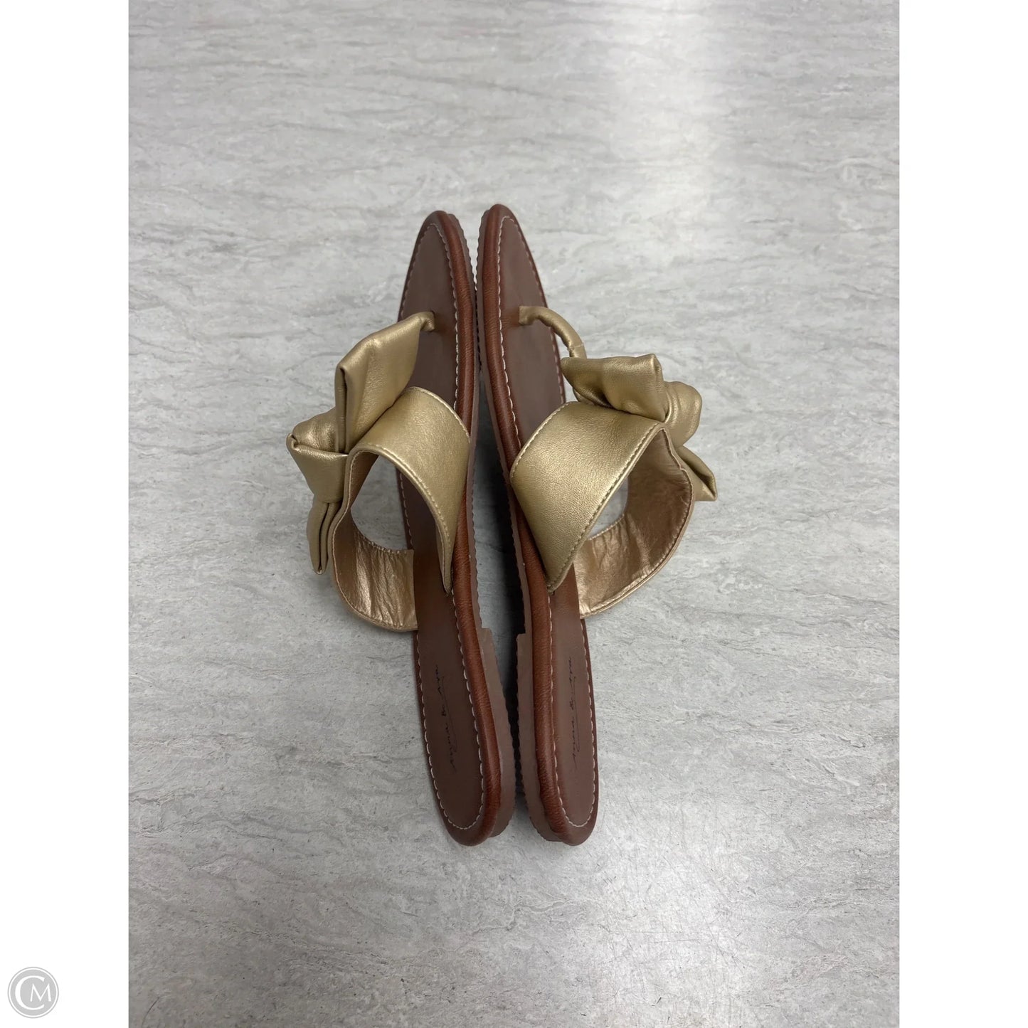 Sandals Flats By Anna & Ava In Brown & Gold, Size: 9