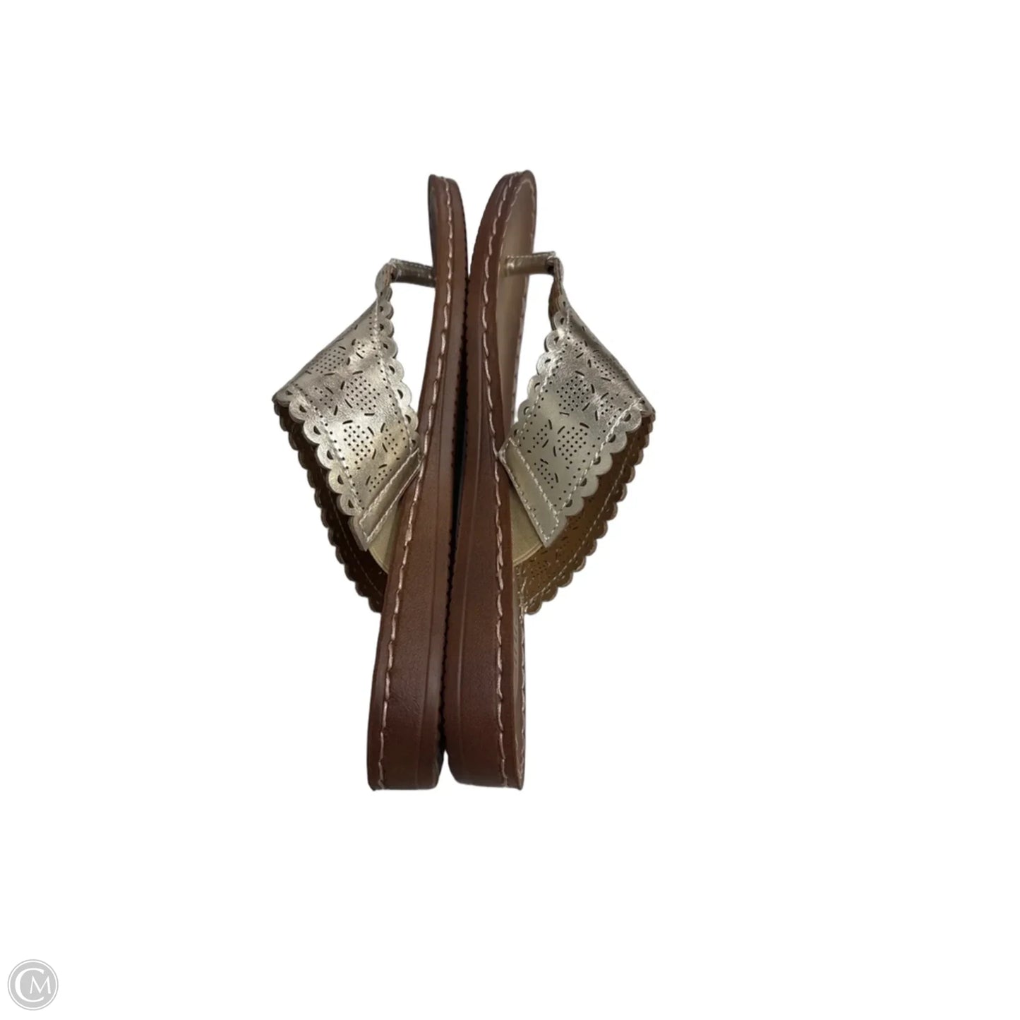 Sandals Flats By Clothes Mentor In Brown & Gold, Size: 9