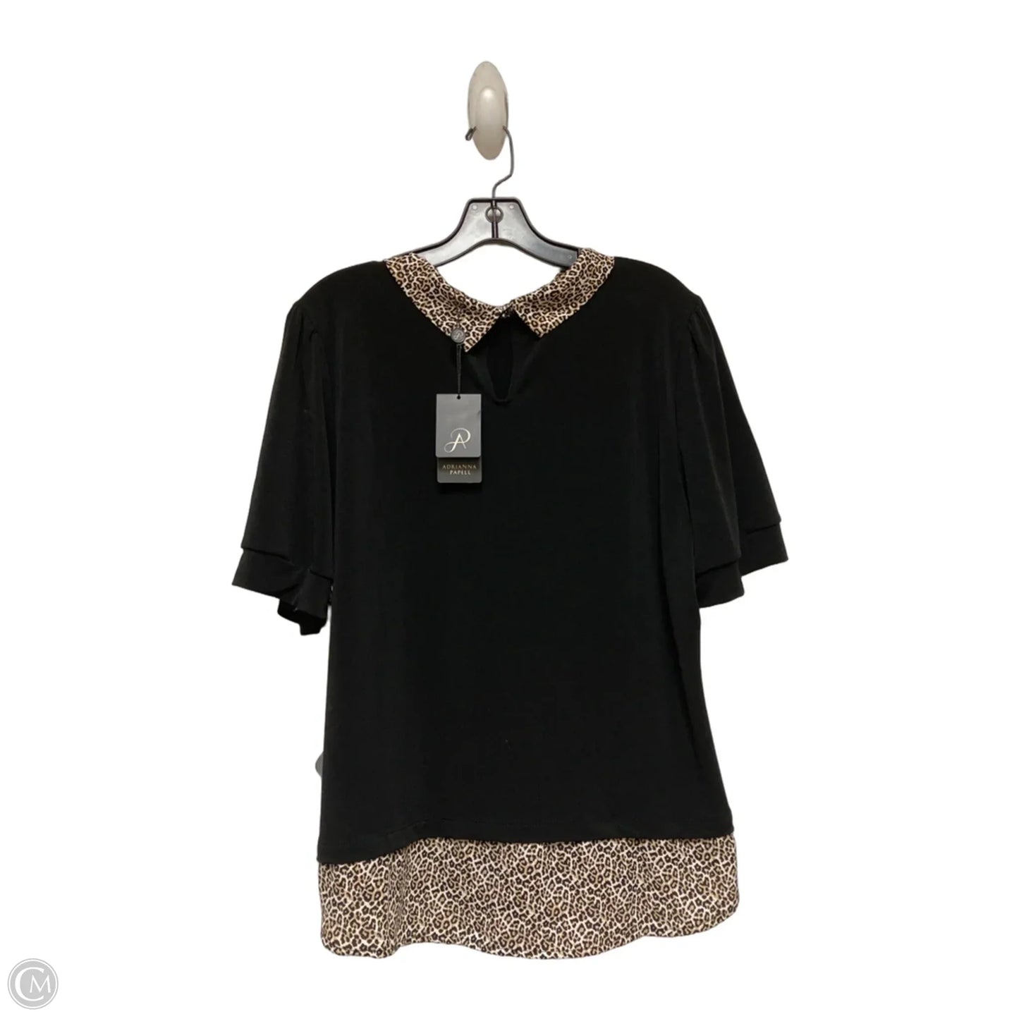 Top Short Sleeve By Adrianna Papell In Black & Brown, Size: Xl