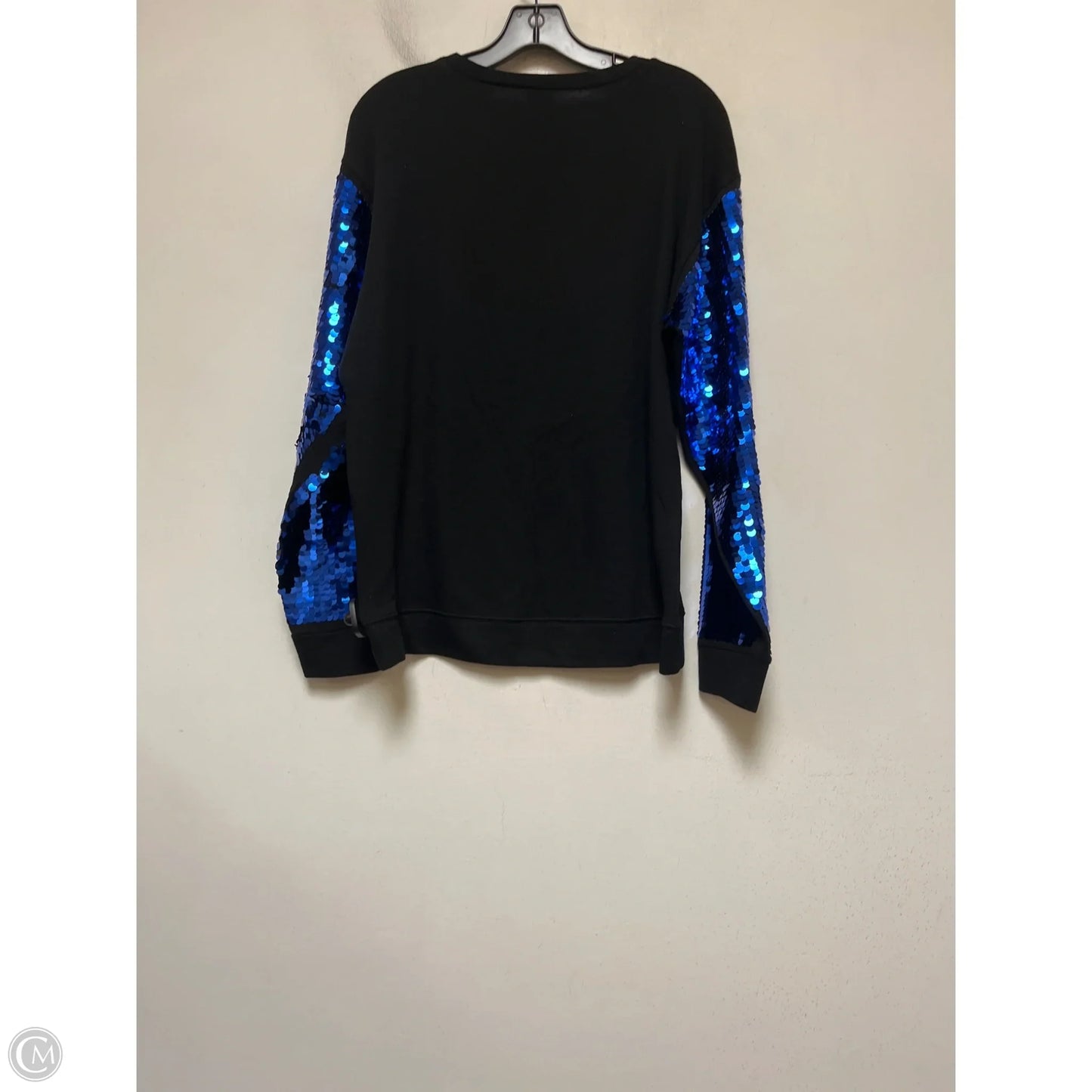 Athletic Top Long Sleeve Crewneck By Pink In Black & Blue, Size: S