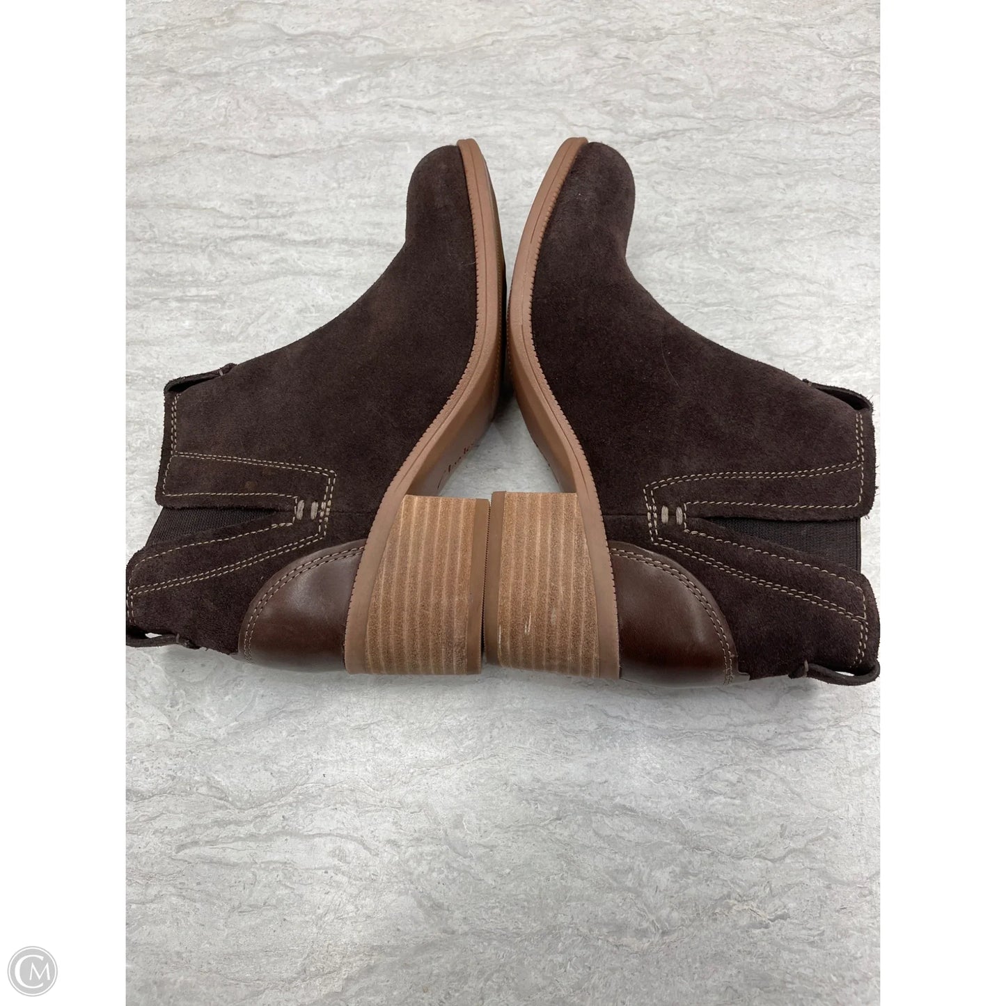 Boots Ankle Heels By Clarks In Brown, Size: 6.5