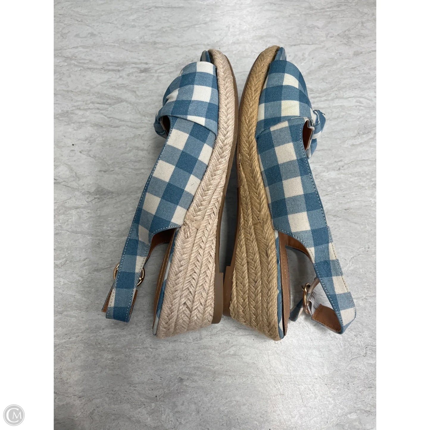 Sandals Heels Wedge By Comfortview In Blue & White, Size: 9