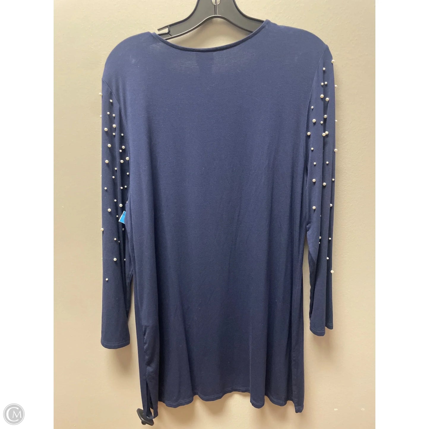 Top Long Sleeve By Chicos In Blue & White, Size: L