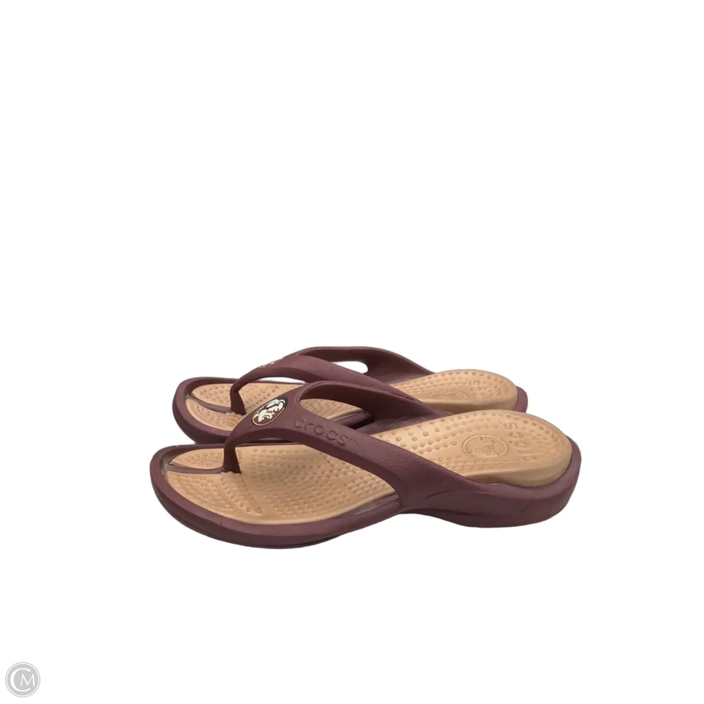 Sandals Flats By Crocs In Maroon, Size: 7