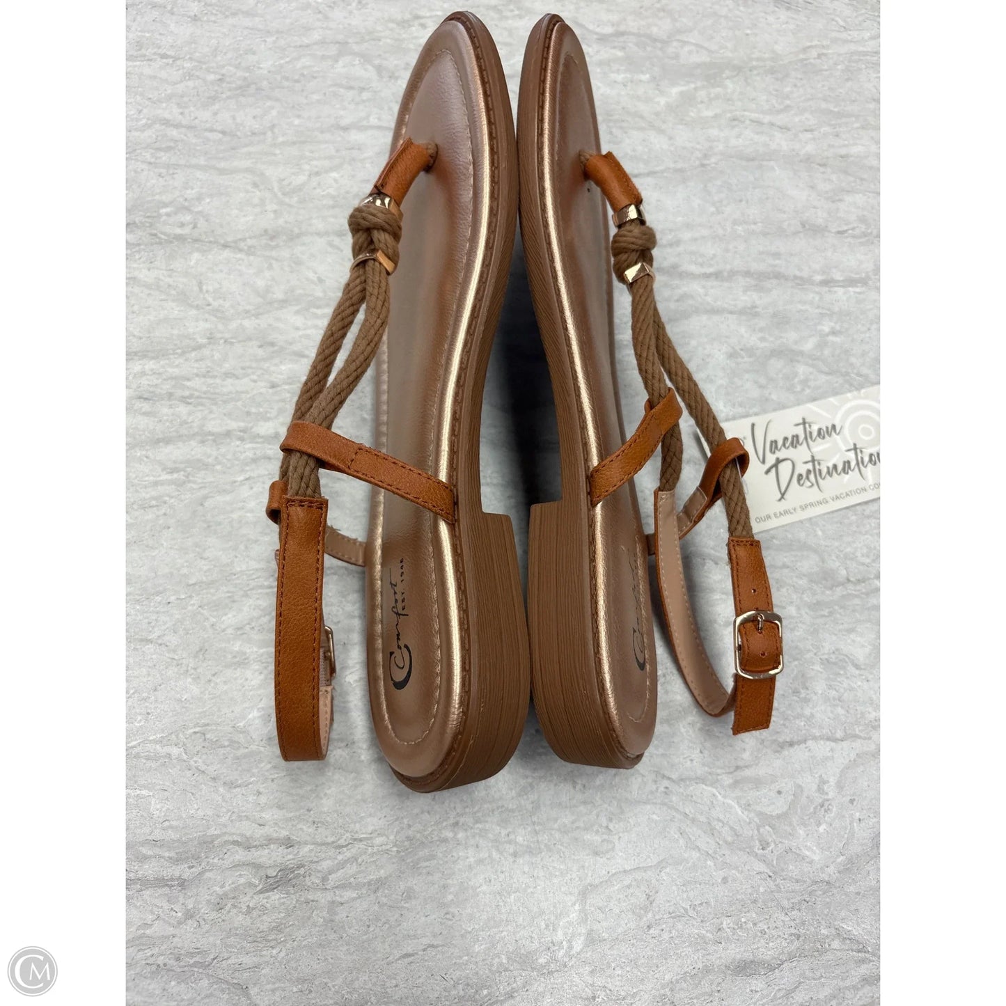 Sandals Flats By Cato In Brown & Gold, Size: 10