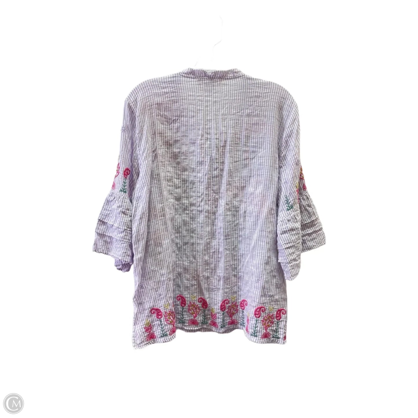 Top Long Sleeve By Johnny Was In Purple & White, Size: M
