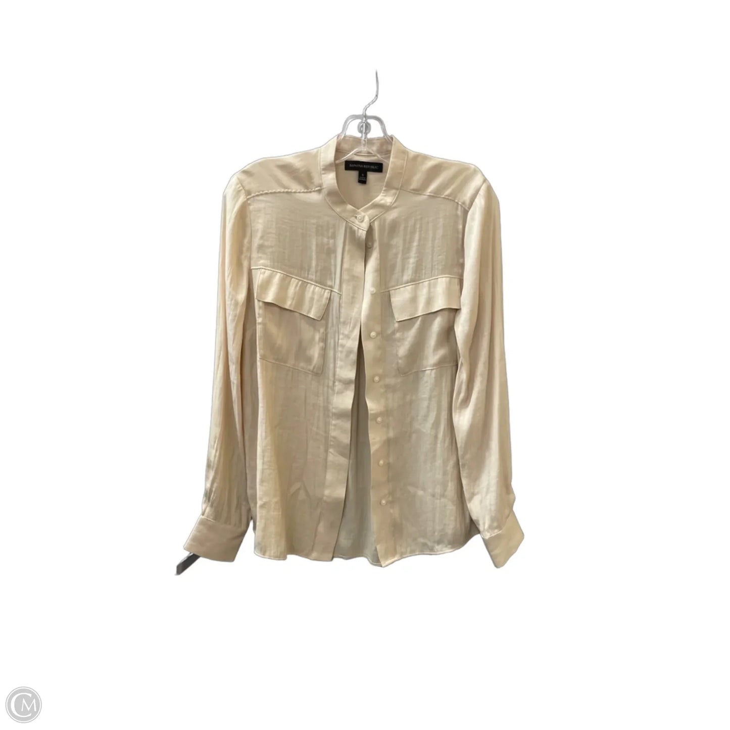 Blouse Long Sleeve By Banana Republic In Cream, Size: S