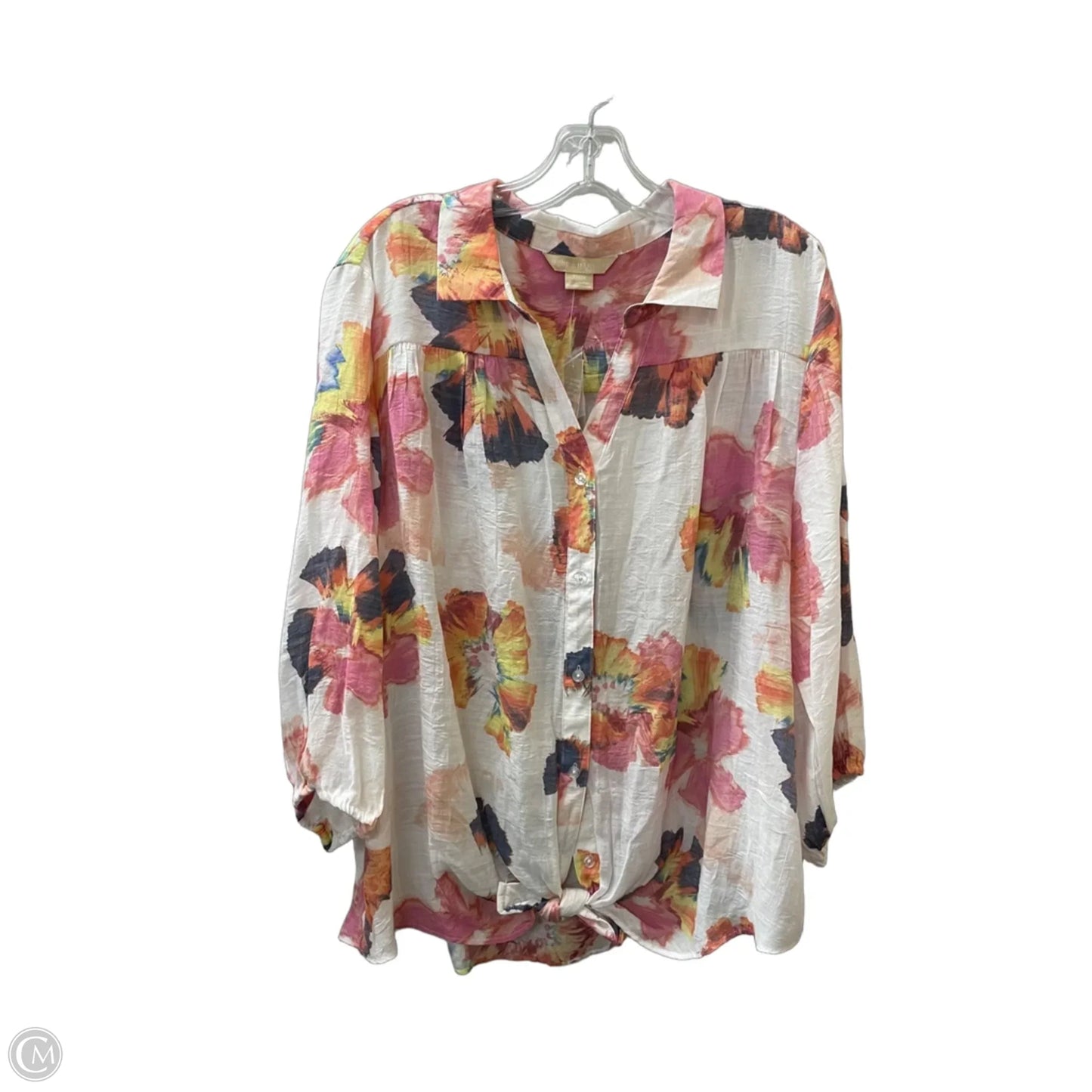 Top Long Sleeve By Hope & Harlow In Floral Print, Size: 2x