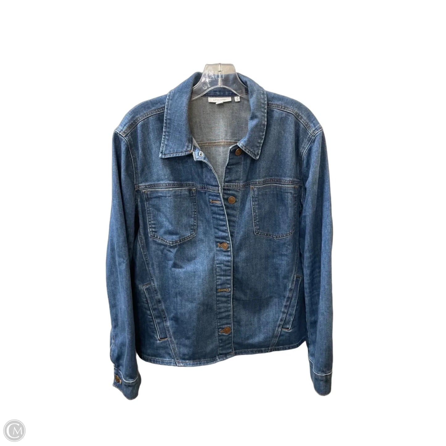 Jacket Denim By Chicos In Blue Denim, Size: Xl