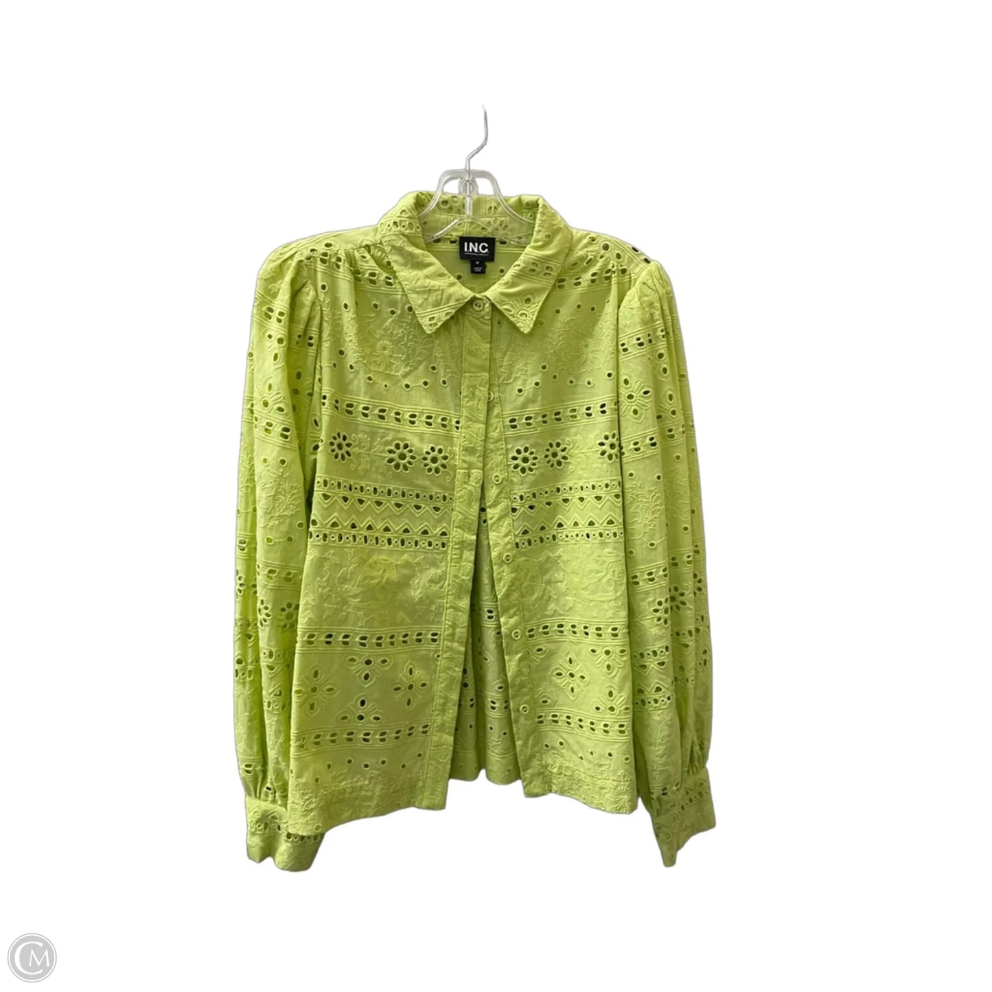 Top Long Sleeve By Inc In Green, Size: M