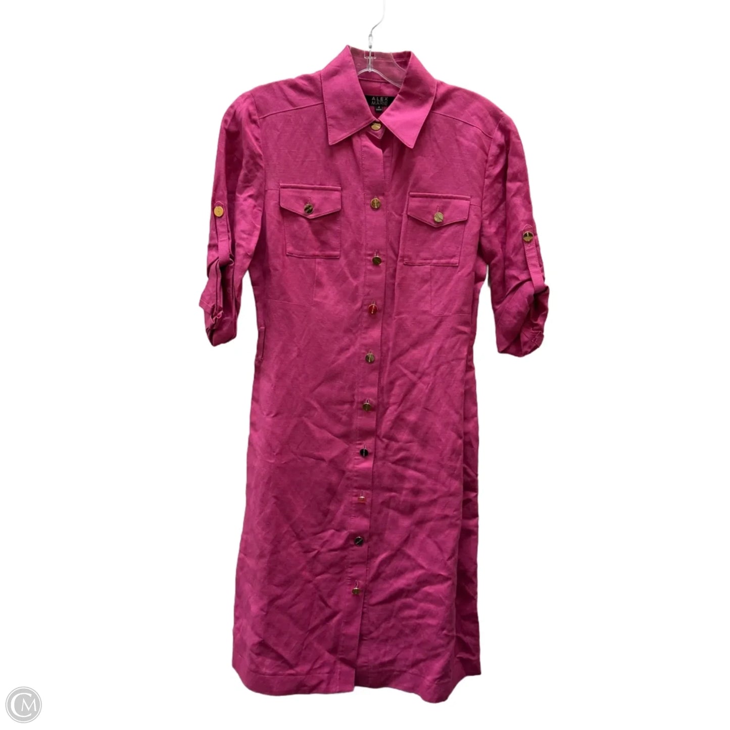 Dress Casual Midi By Alex Marie In Gold & Pink, Size: 4