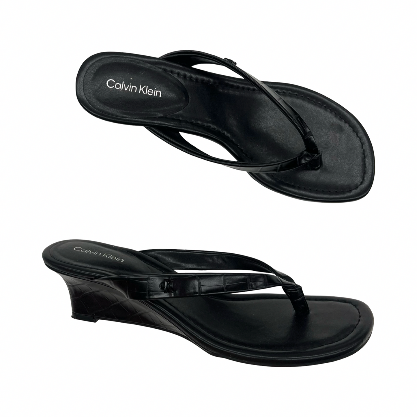 Sandals Heels Kitten By Calvin Klein In Black, Size:7.5