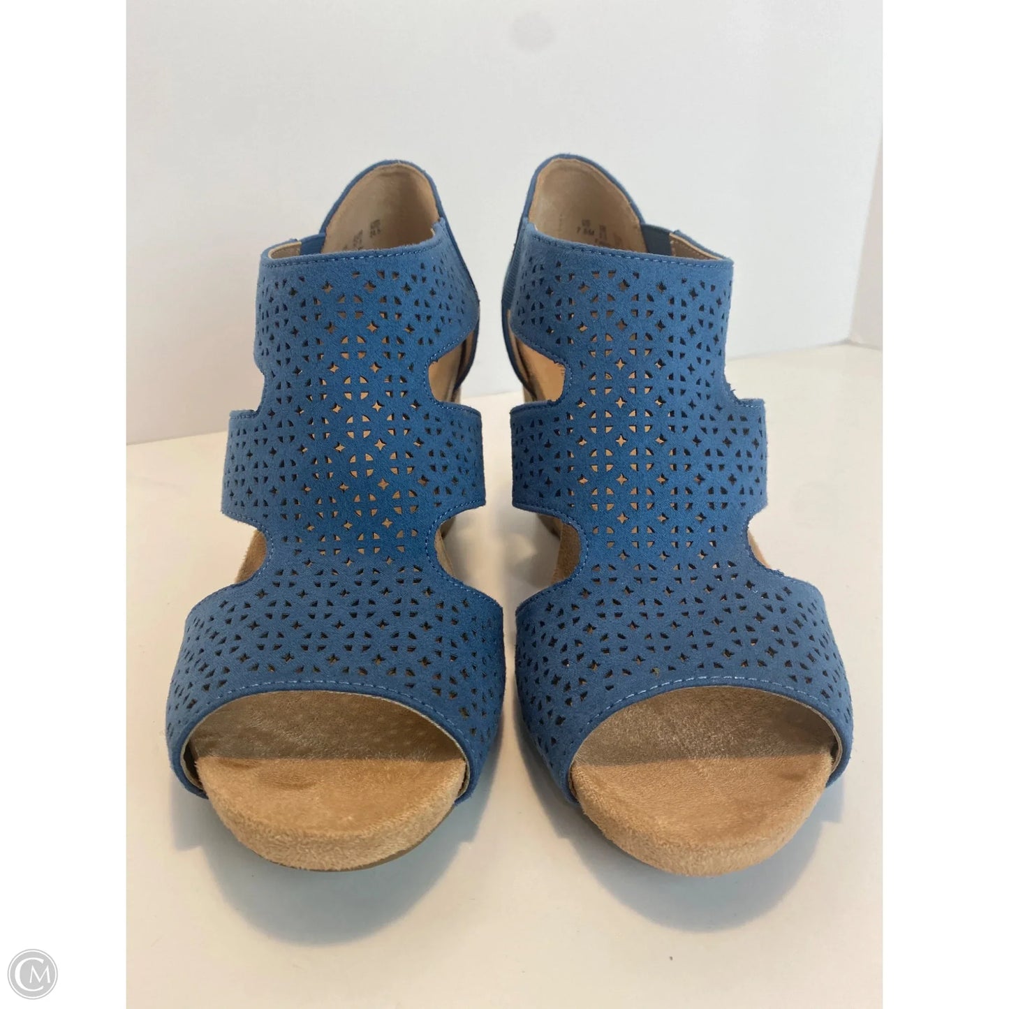 Sandals Heels Wedge By Life Stride In Blue, Size: 7.5