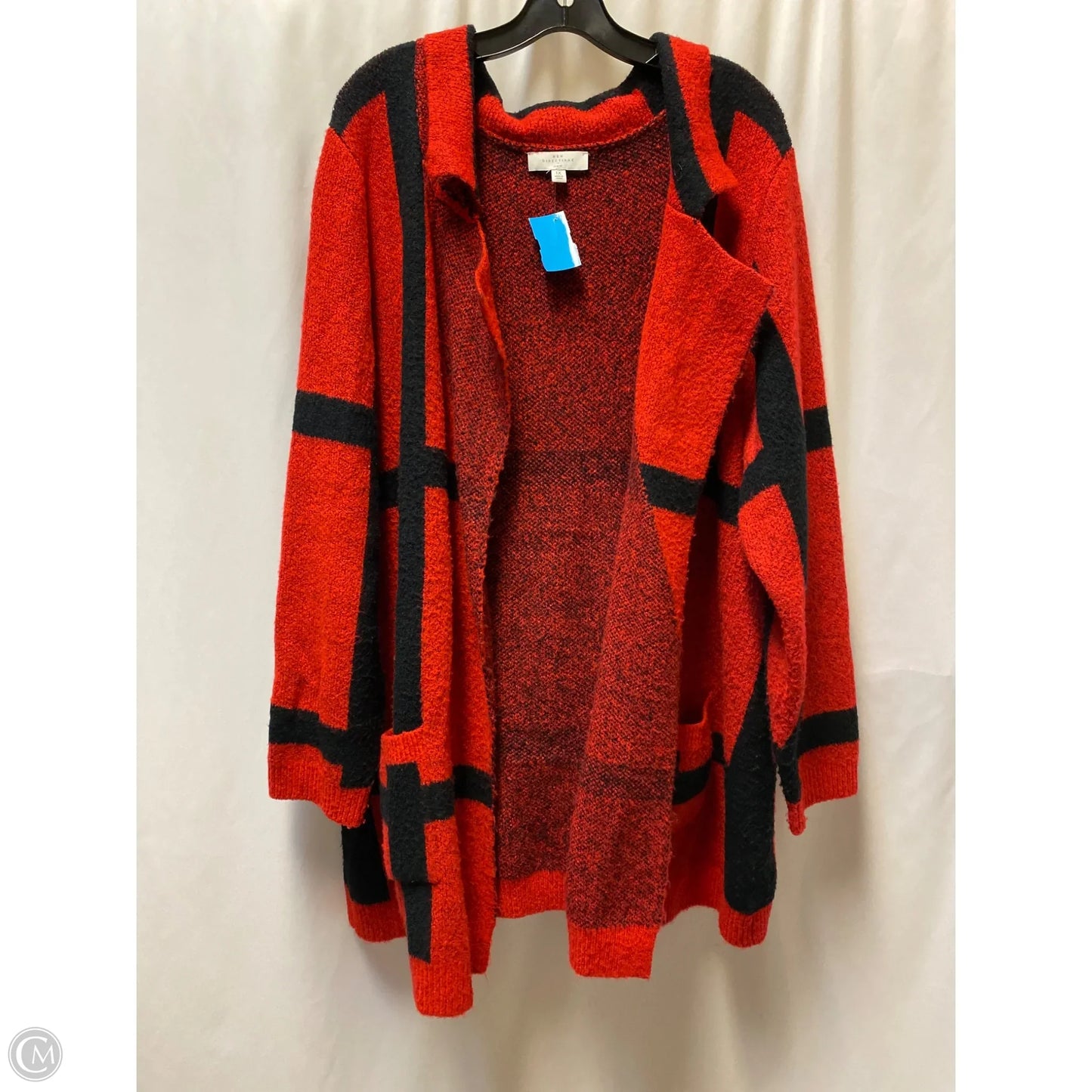 Cardigan By New Directions In Black & Red, Size: 1x
