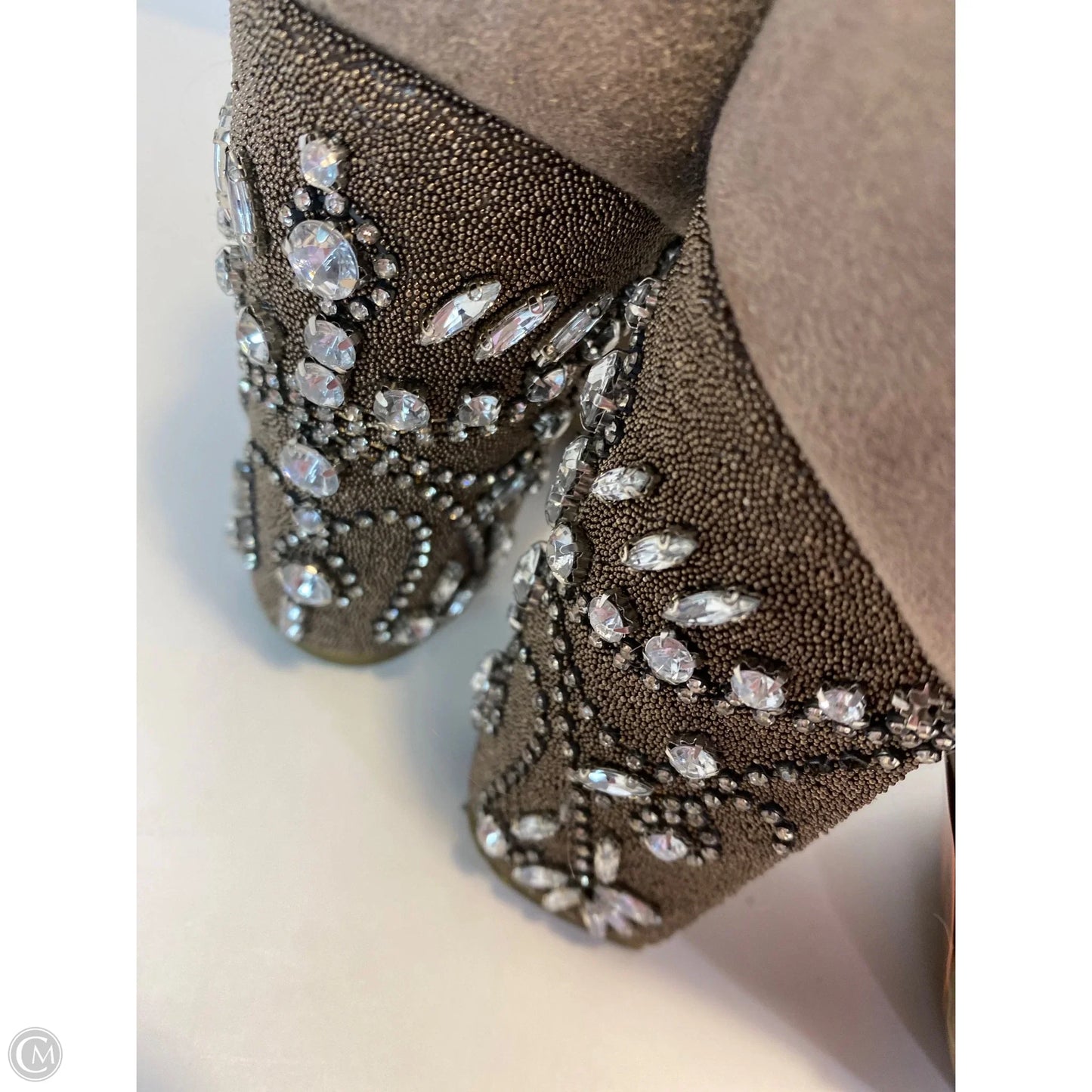 Boots Ankle Heels By Bamboo In Grey, Size: 7