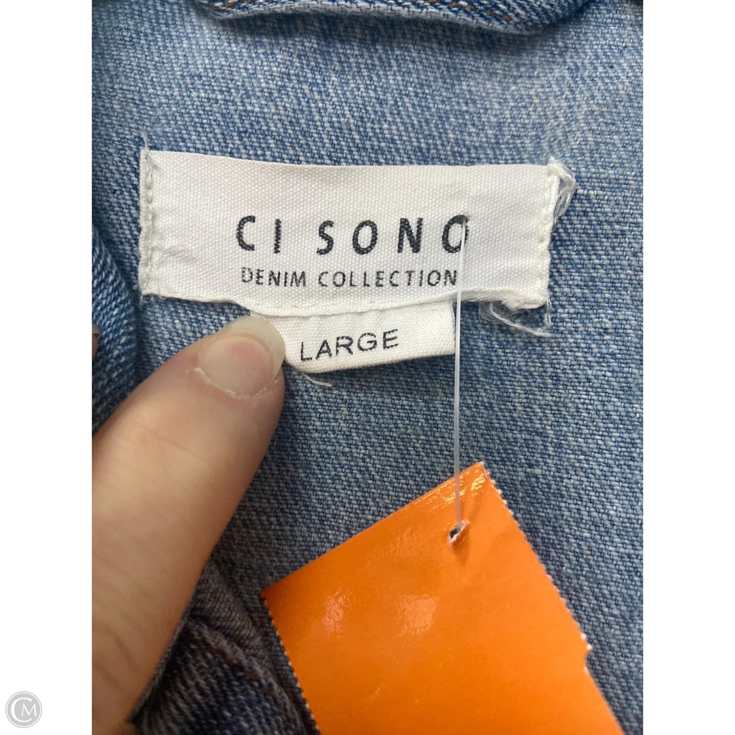 Jacket Denim By Ci Sono In Blue Denim, Size: L