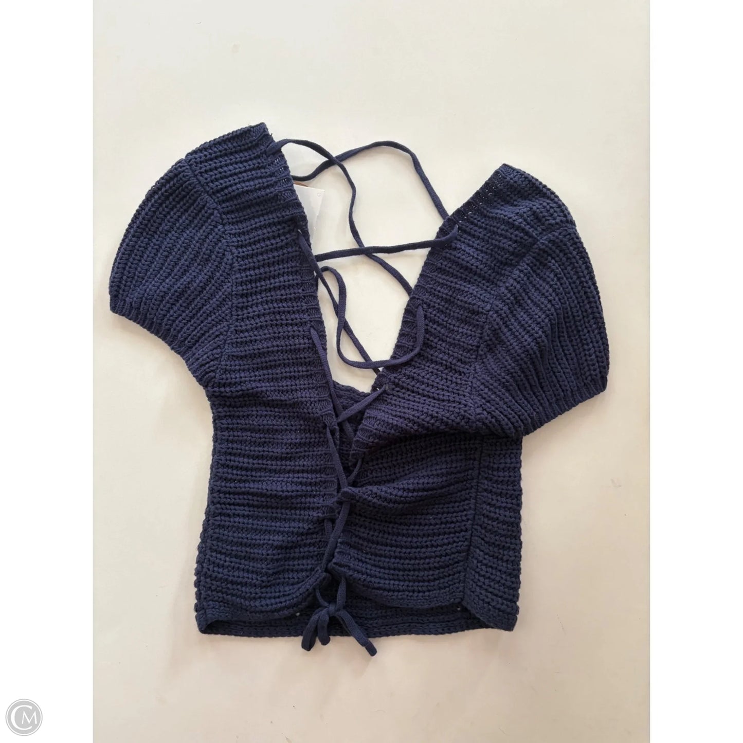 Sweater Short Sleeve By Double Zero In Navy, Size: L