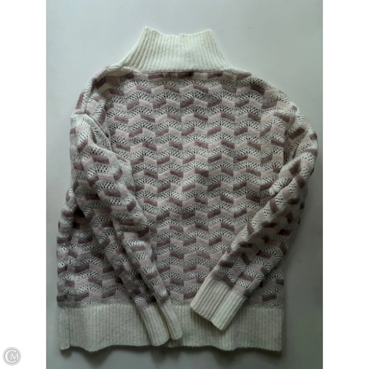Sweater By Liz Claiborne In Cream & Pink, Size: S
