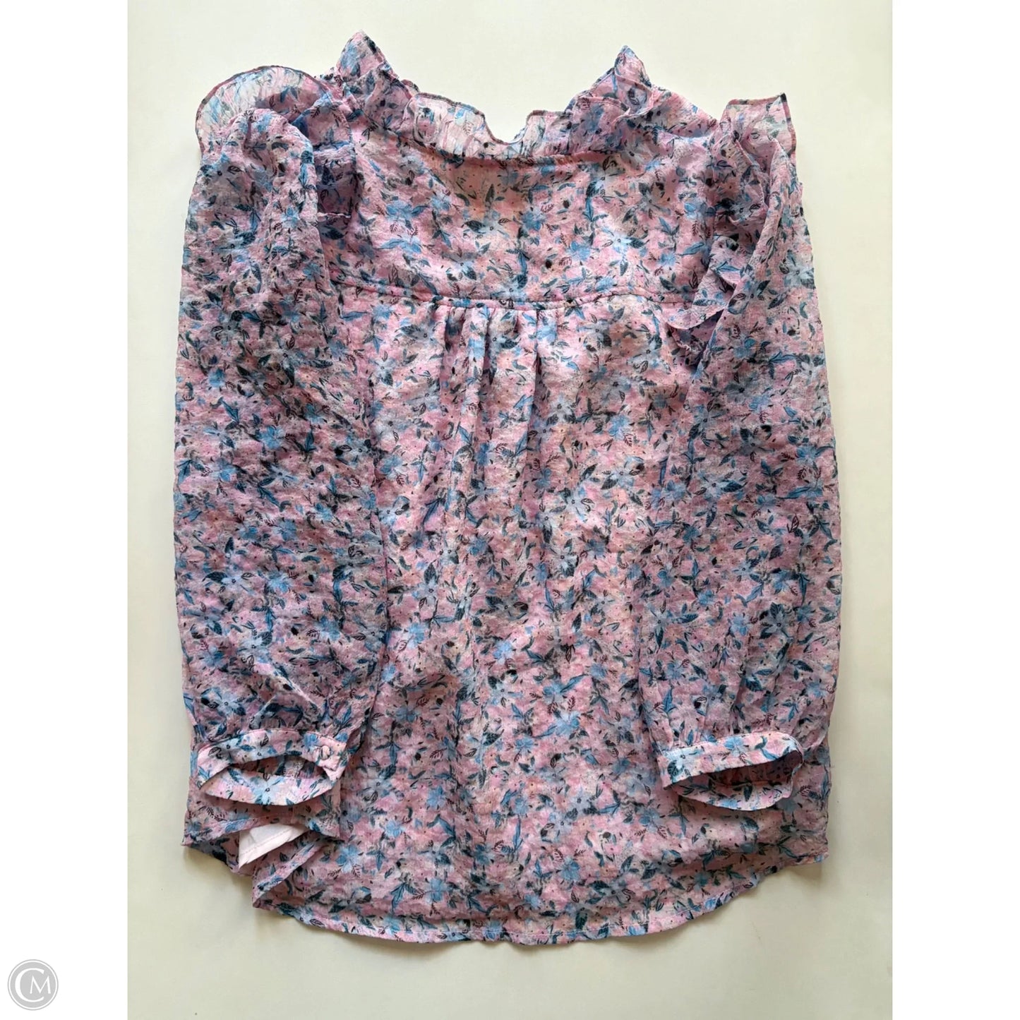 Blouse Short Sleeve By Karlie In Pink, Size: L